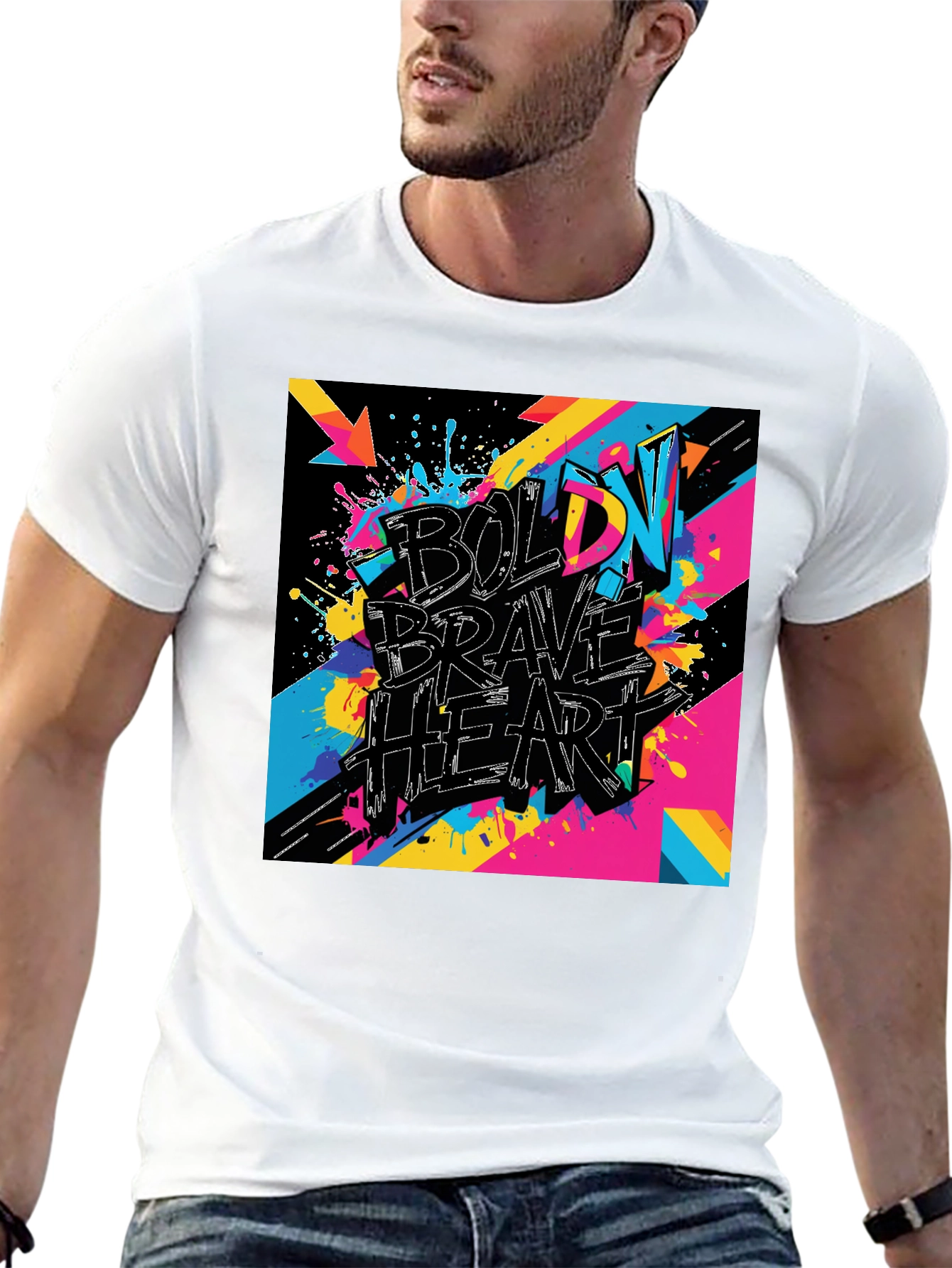 Bold Brave Heart Graphic Tee - Black
