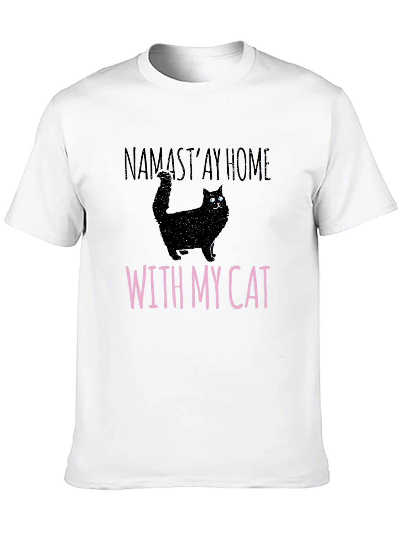Namastay Home With My Cat Black T-Shirt