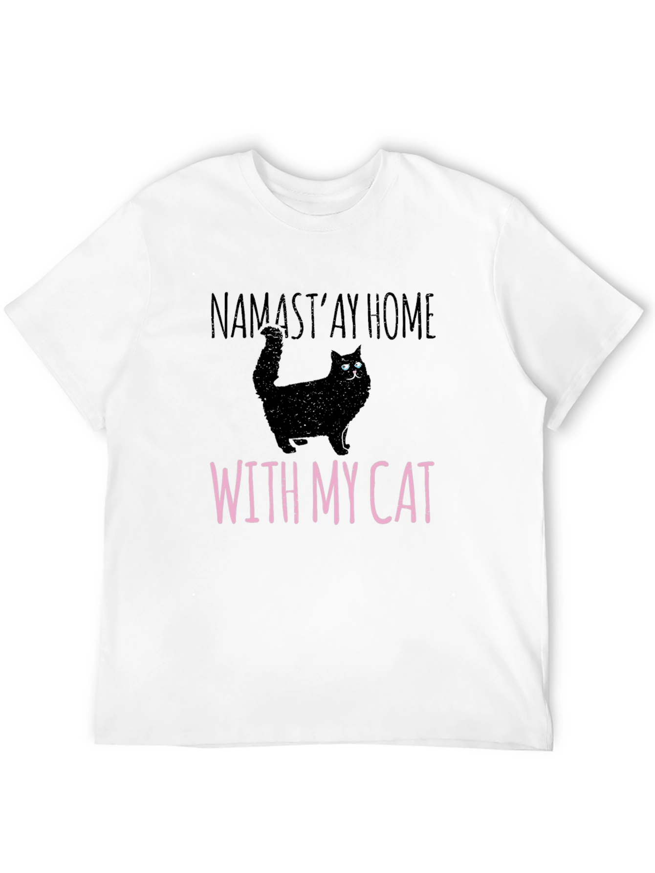 Namastay Home With My Cat Black T-Shirt