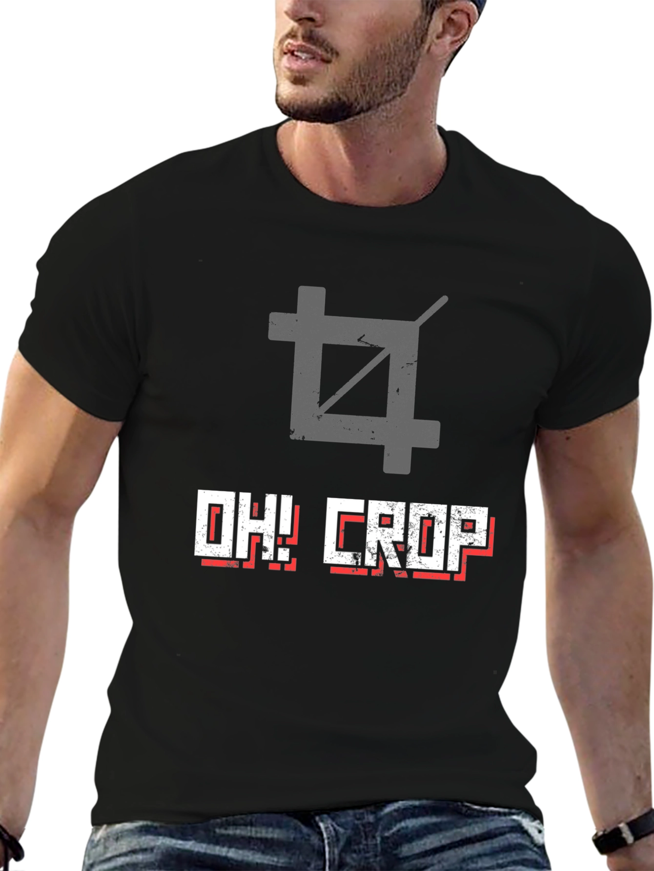 Oh! Crop Graphic Tee - Black Cotton T-Shirt