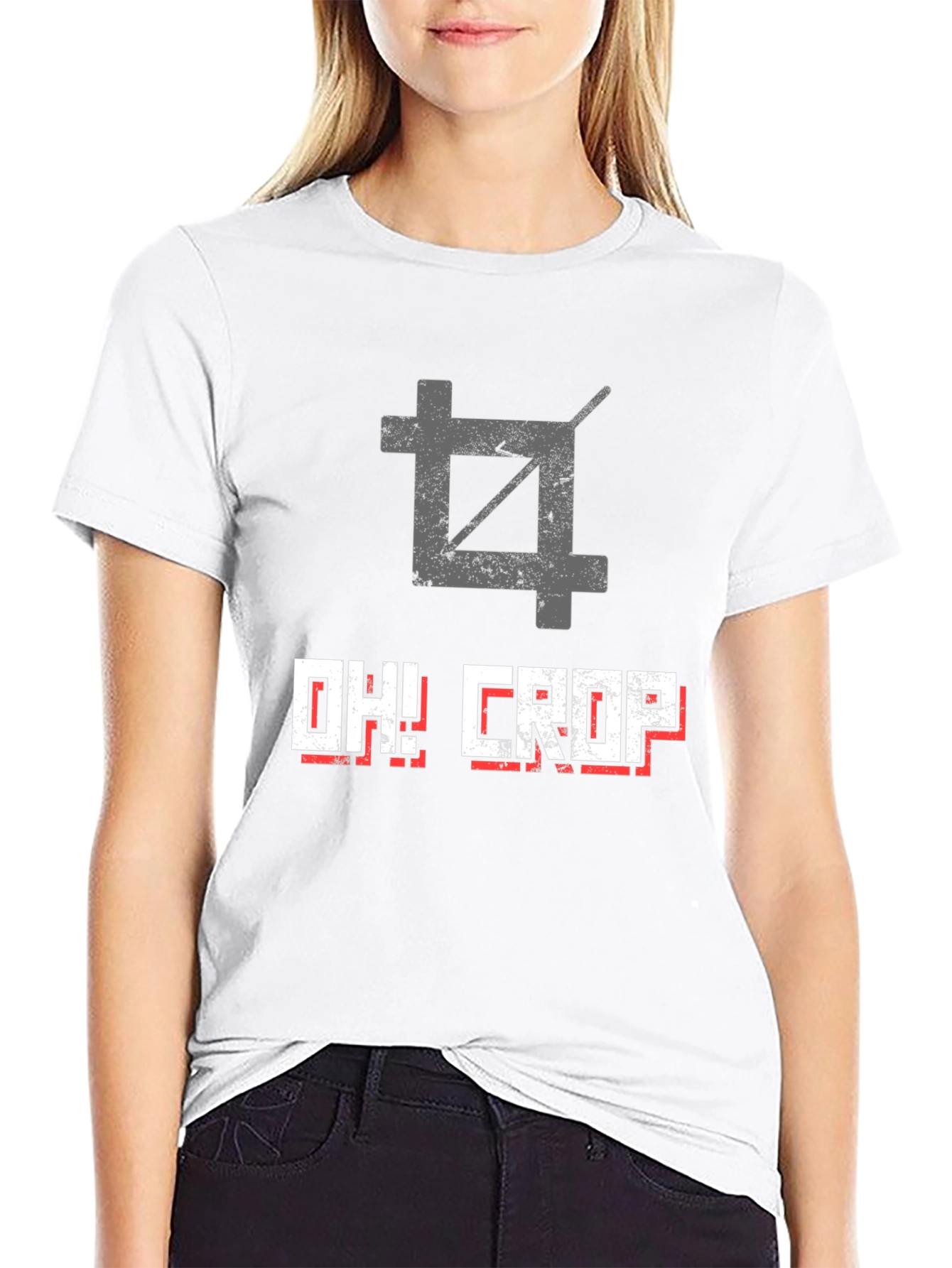 Oh! Crop Graphic Tee - Black Cotton T-Shirt