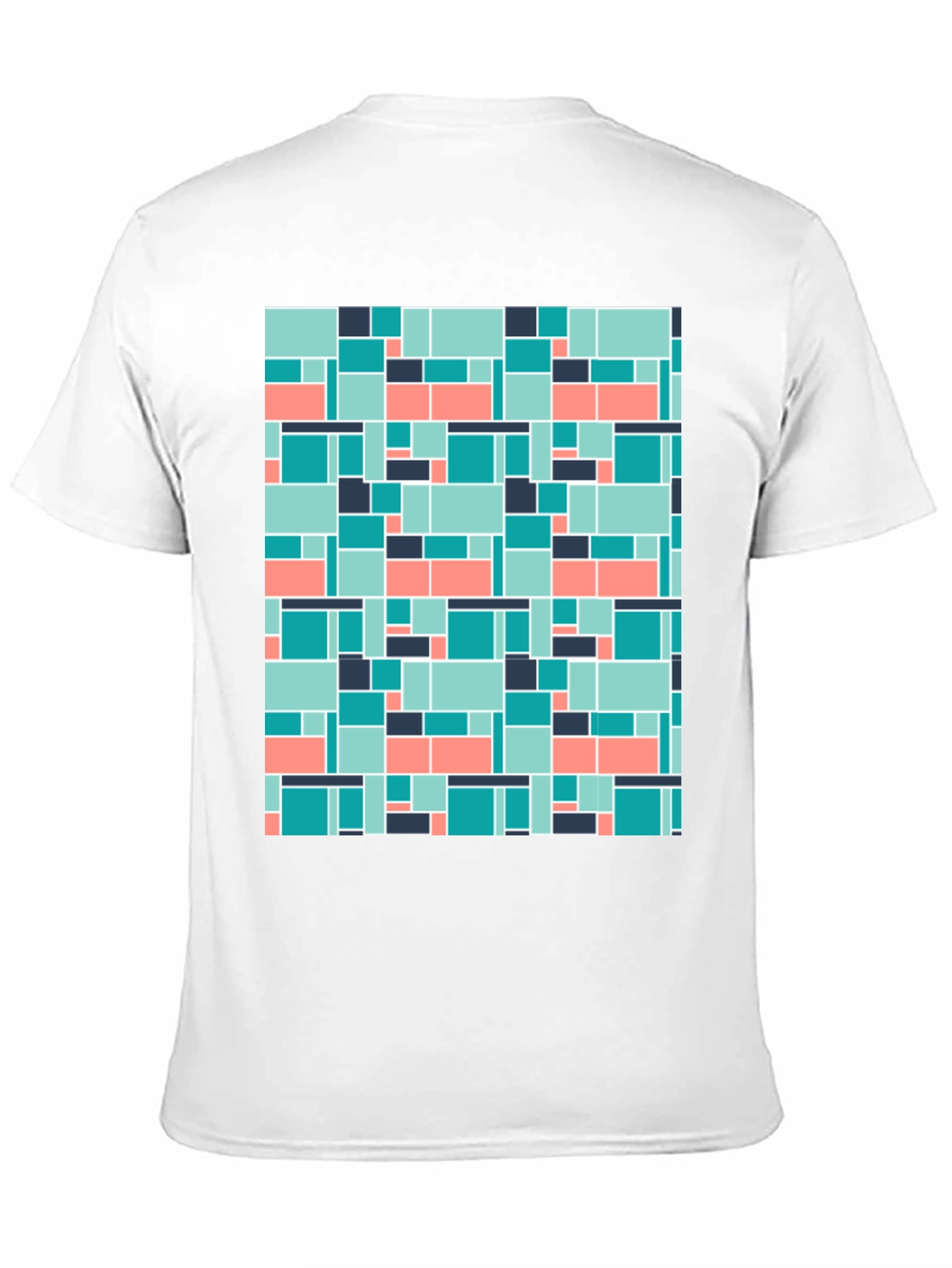 Geometric Block Pattern Mens Black Tee