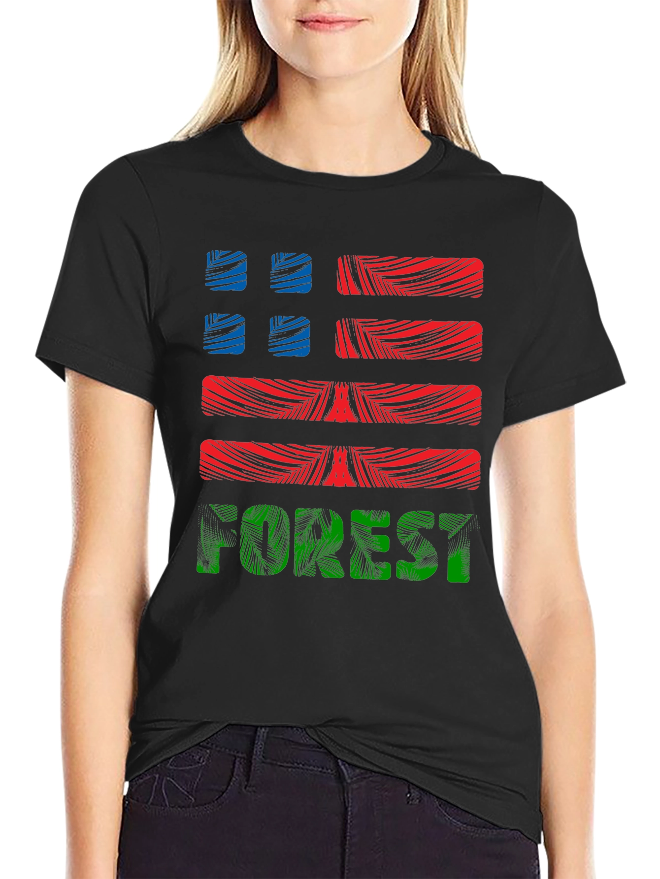 Forest Graphic Print Mens Black T-Shirt