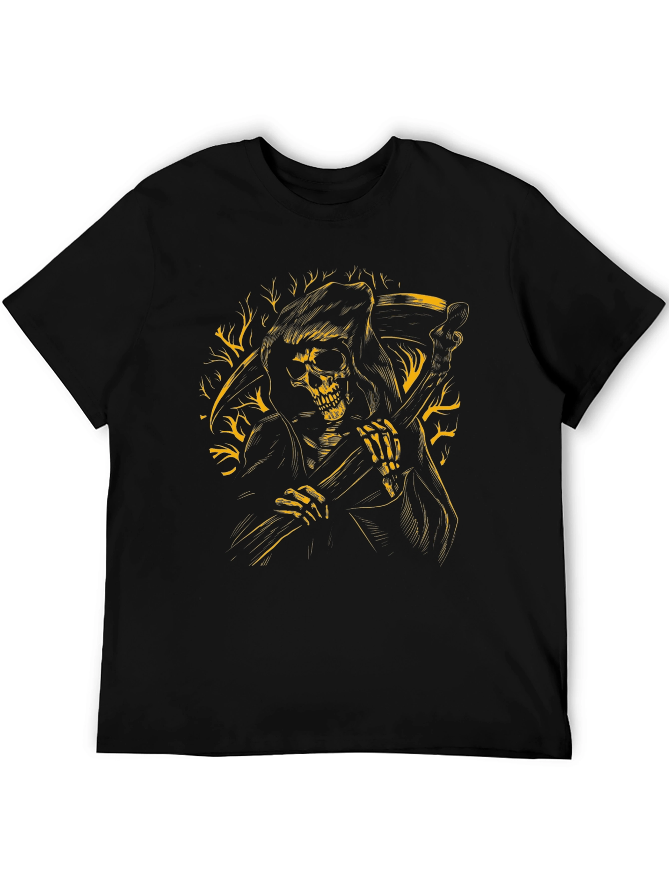 Grim Reaper Graphic Print Black T-Shirt