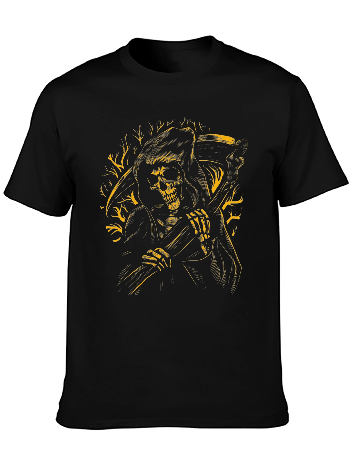 Grim Reaper Graphic Print Black T-Shirt