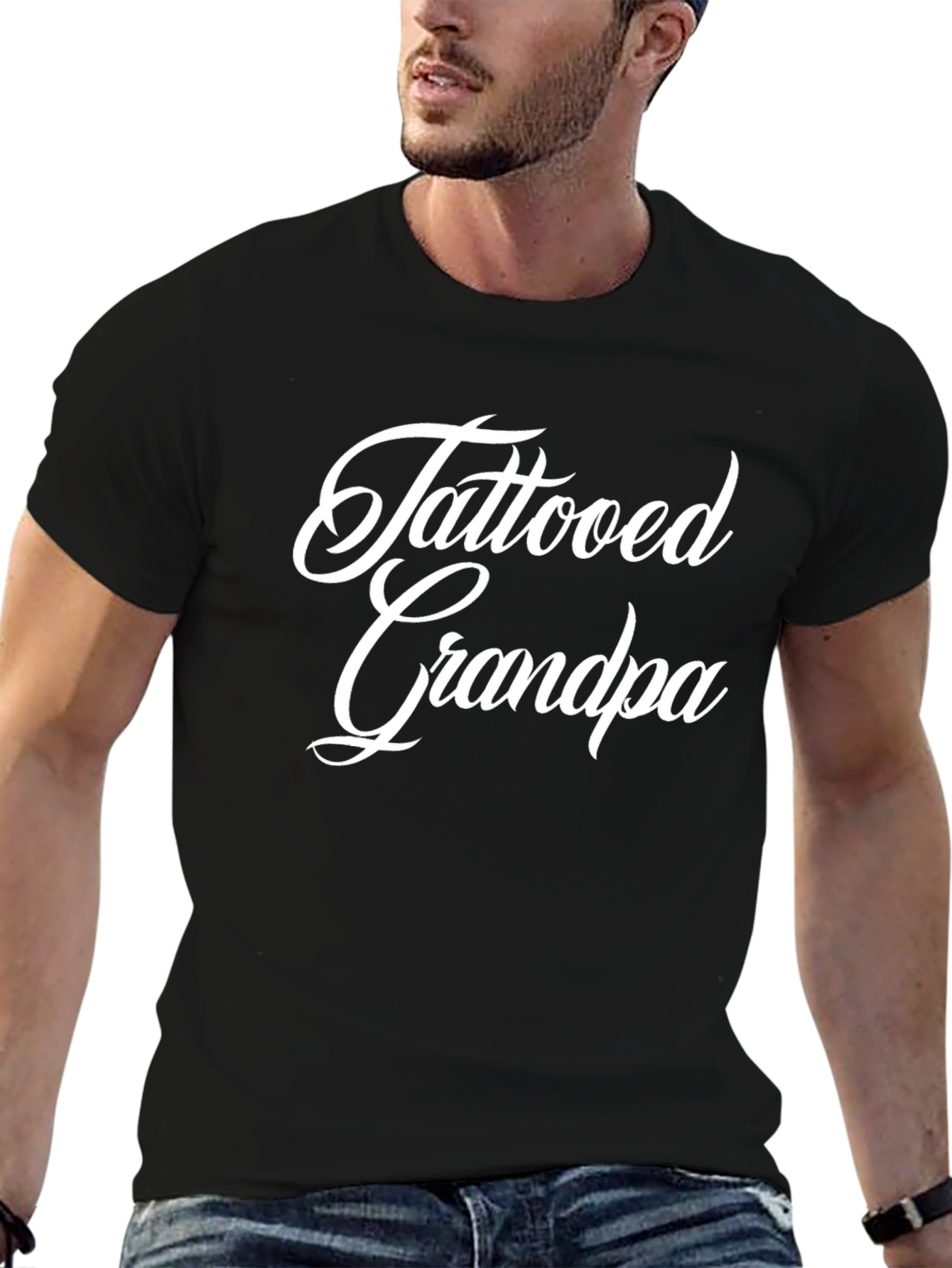 Tattooed Grandpa Graphic Tee - Black