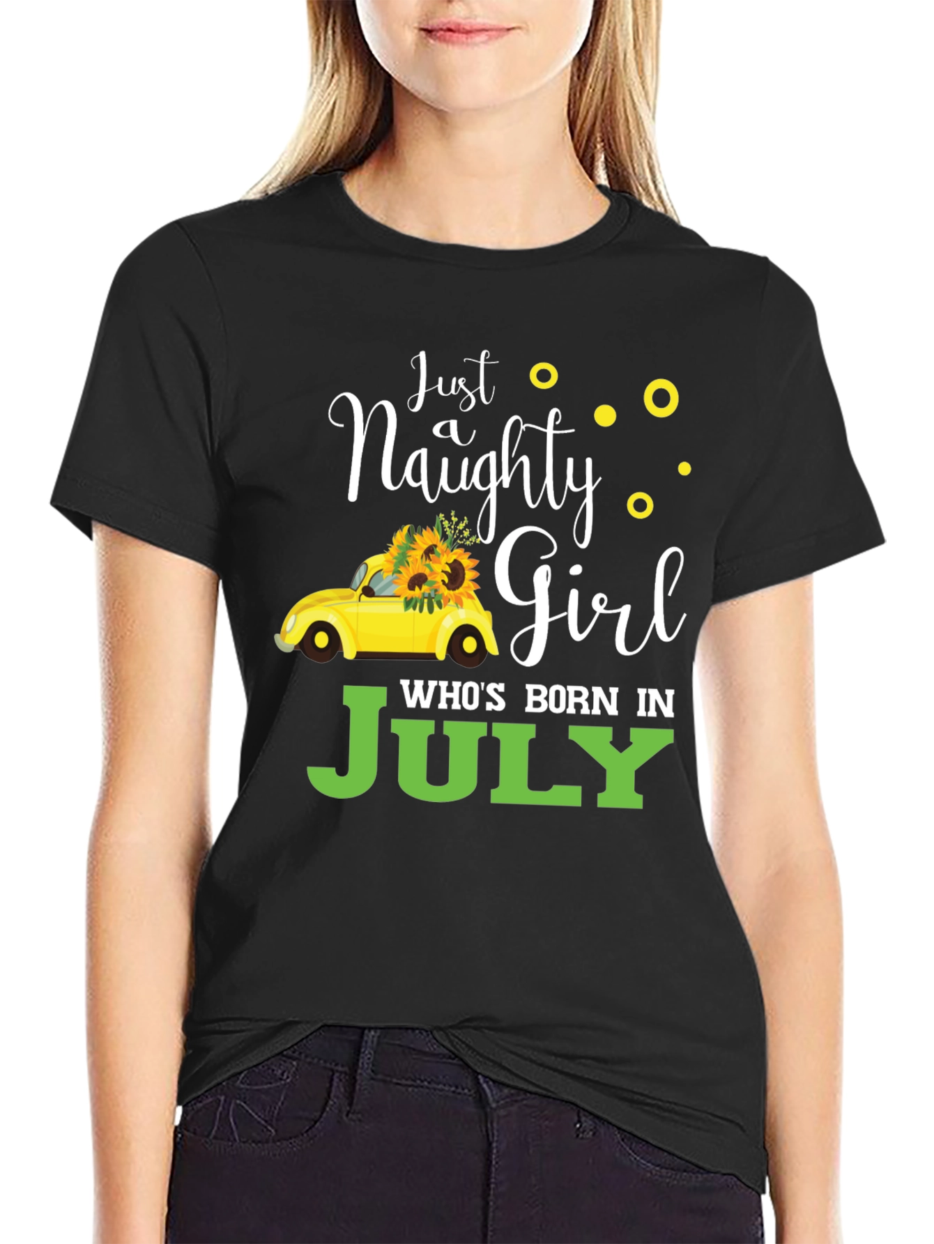 Naughty Girl July Birthday Black T-Shirt