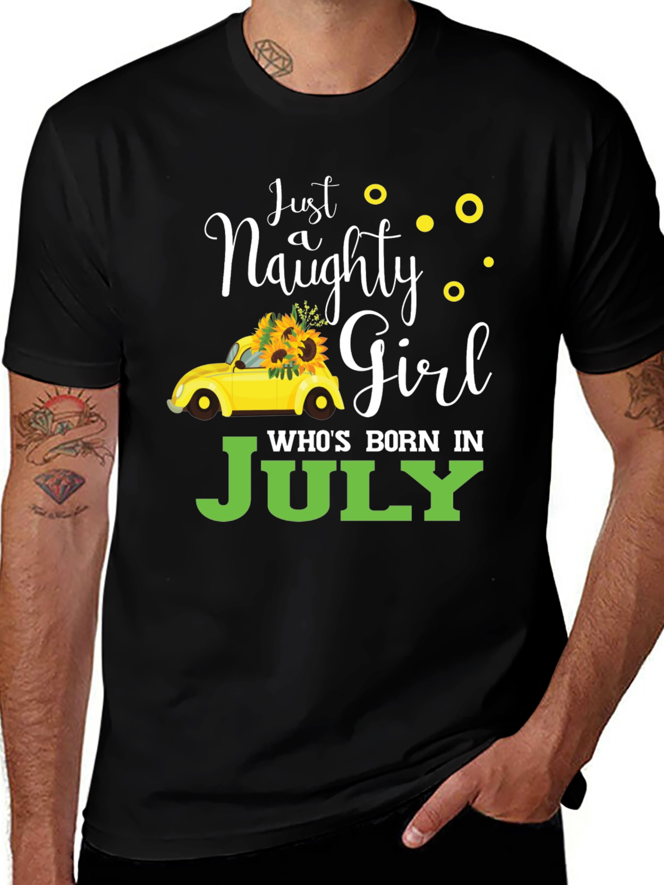 Naughty Girl July Birthday Black T-Shirt