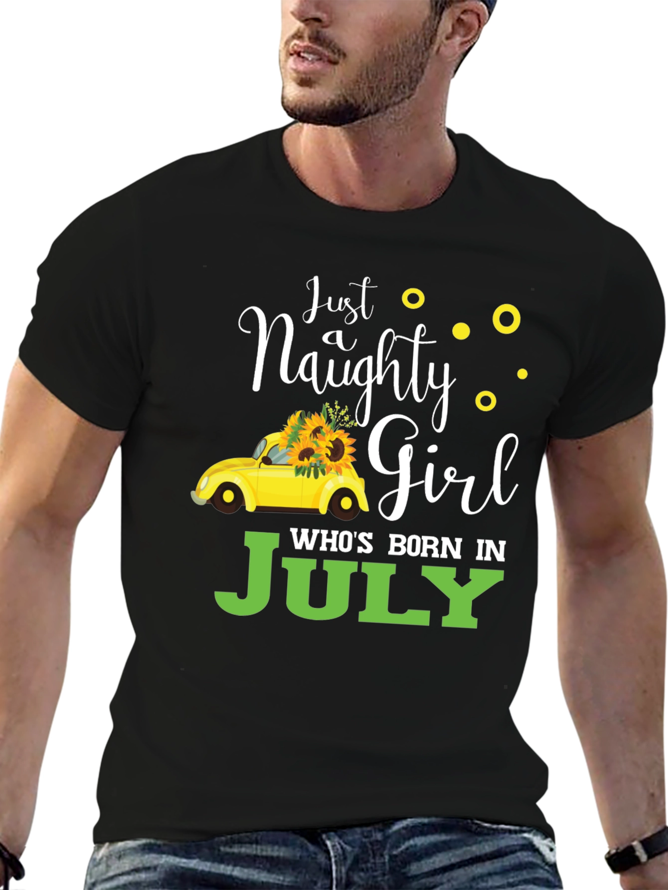 Naughty Girl July Birthday Black T-Shirt
