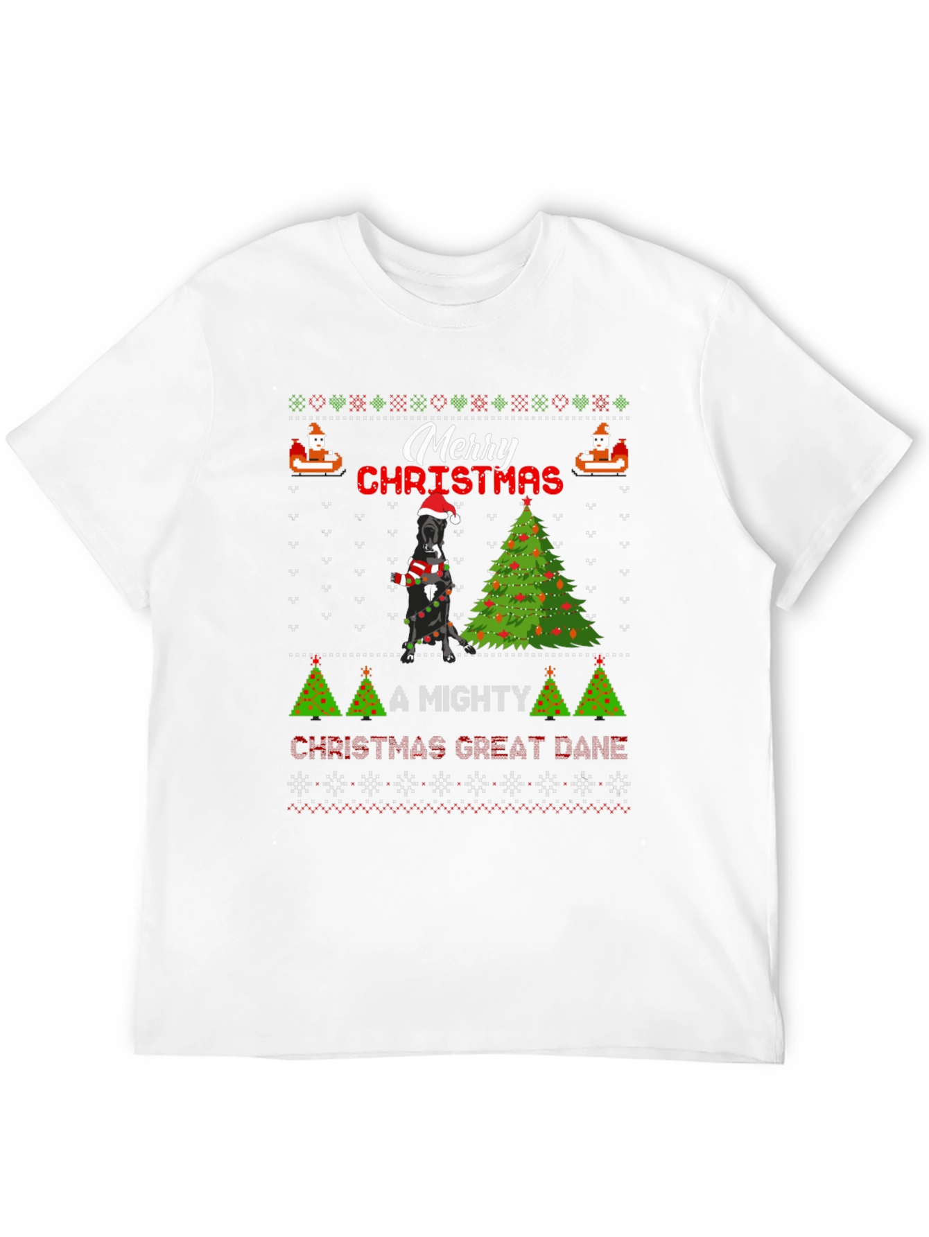 Merry Christmas Great Dane Ugly Holiday T-Shirt