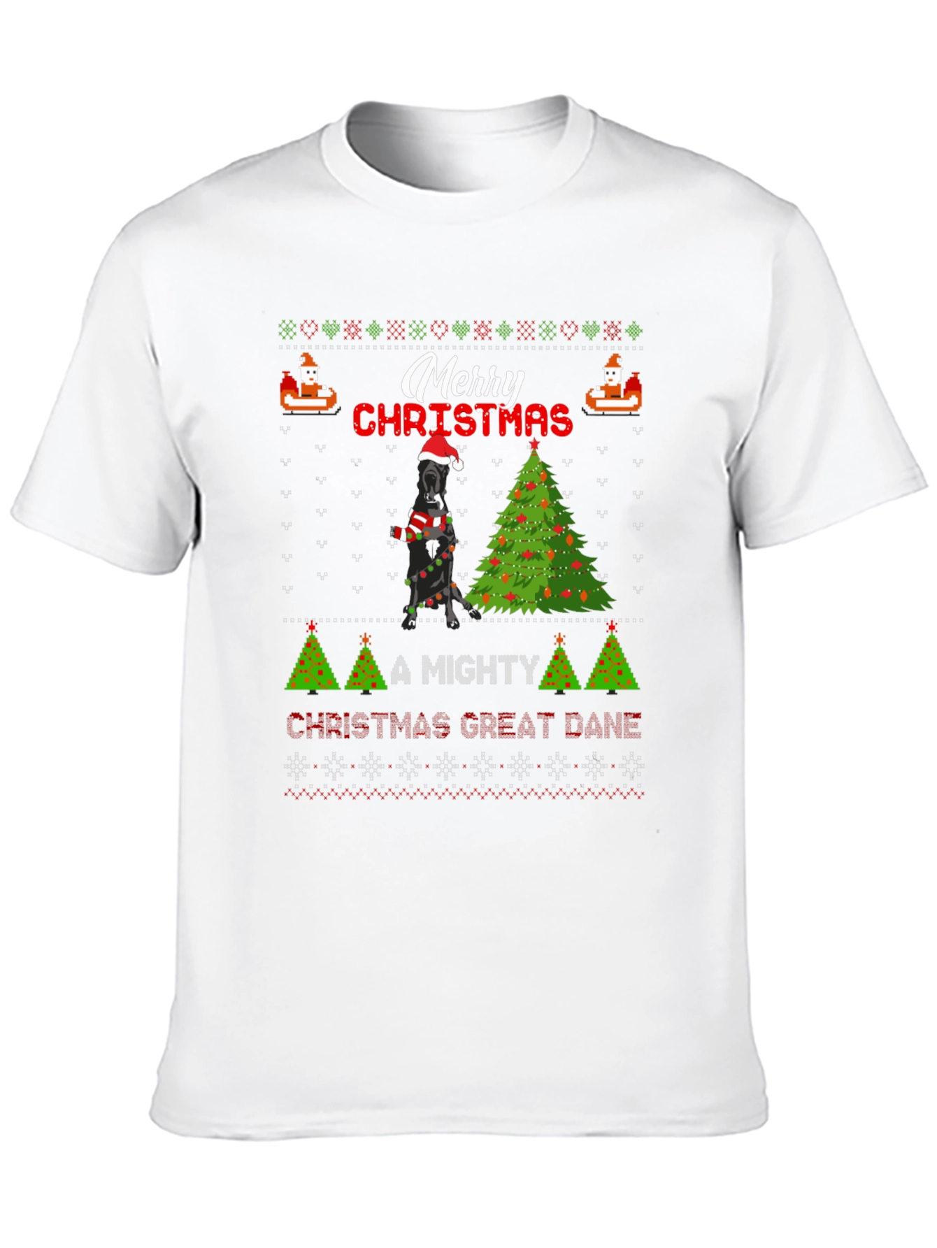 Merry Christmas Great Dane Ugly Holiday T-Shirt
