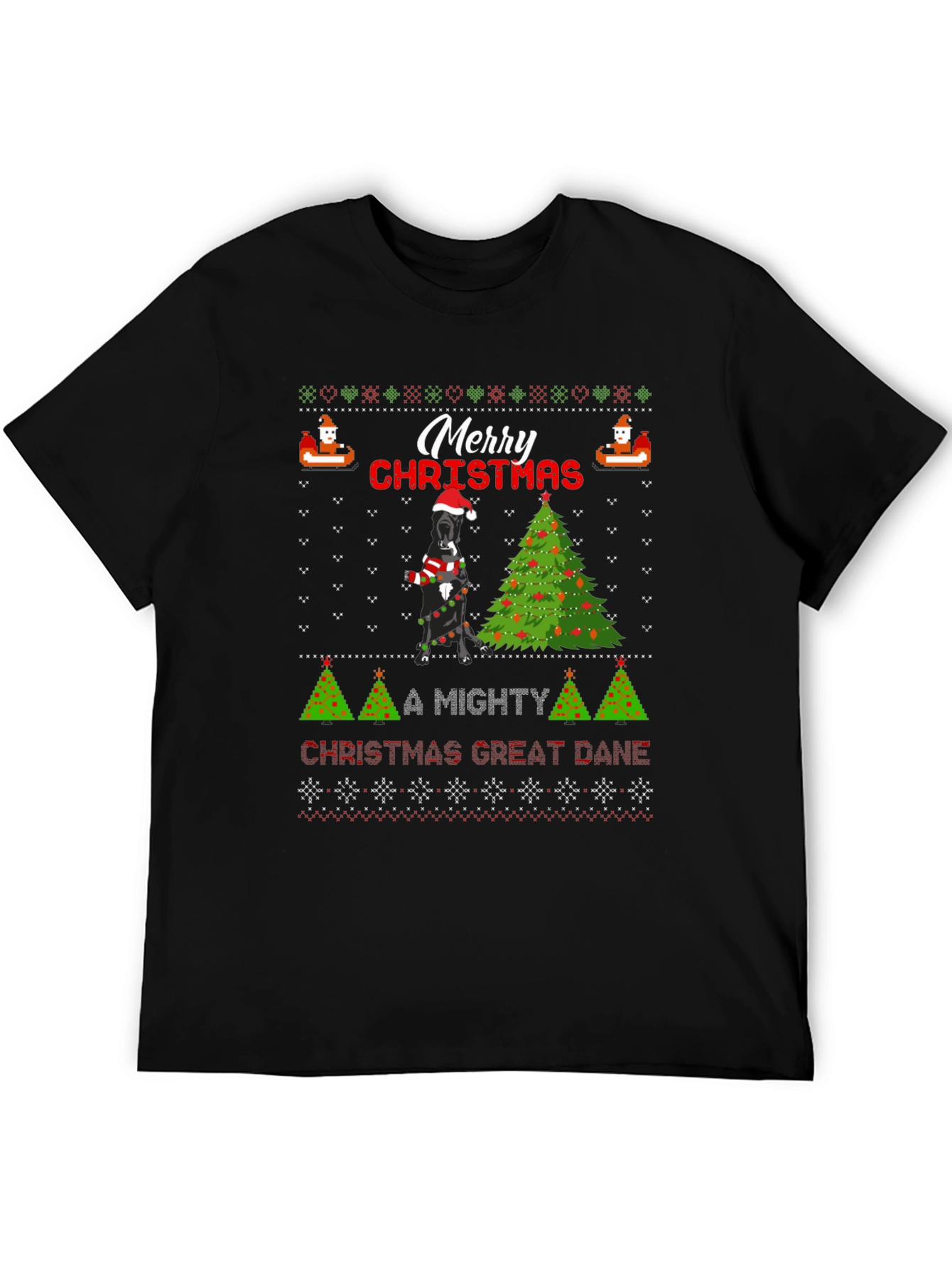 Merry Christmas Great Dane Ugly Holiday T-Shirt