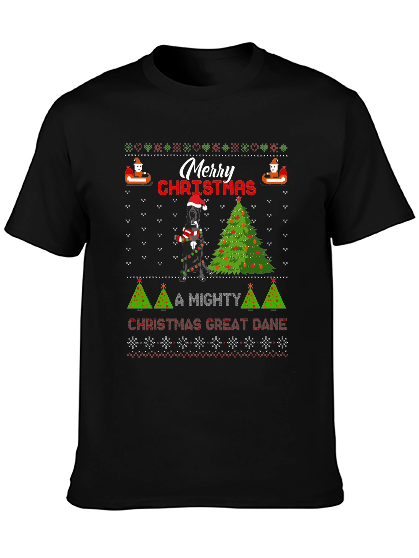 Merry Christmas Great Dane Ugly Holiday T-Shirt