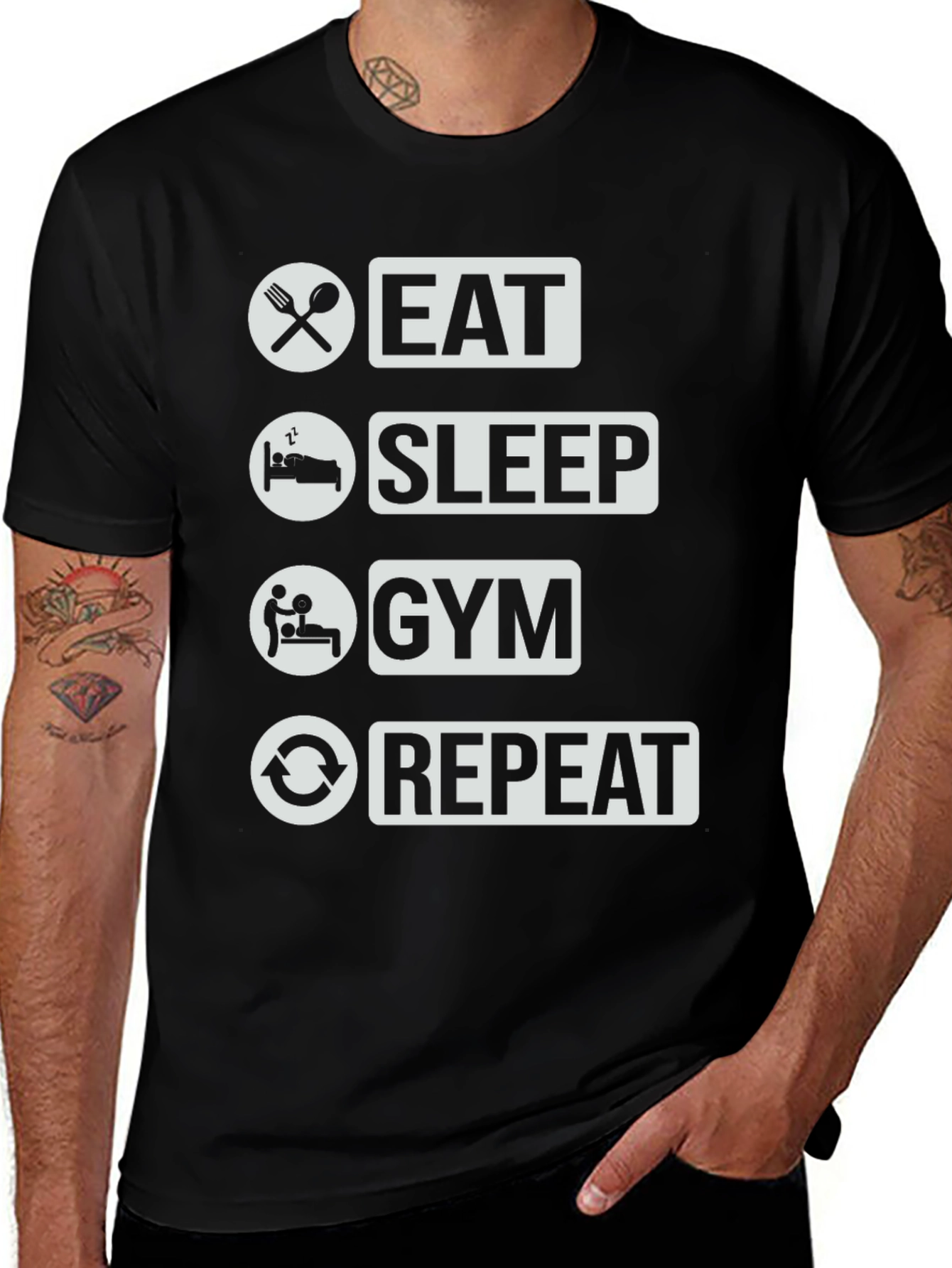 Eat Sleep Gym Repeat T-Shirt - Fitness Lifestyle