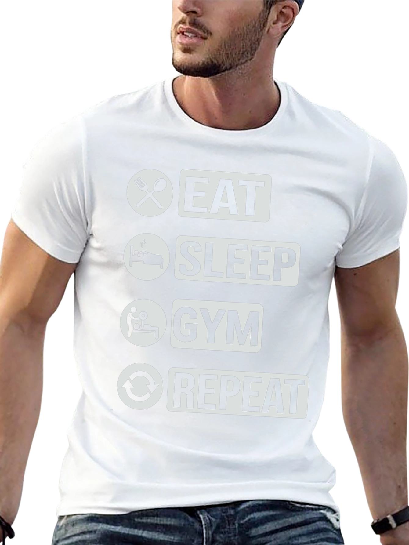 Eat Sleep Gym Repeat T-Shirt - Fitness Lifestyle