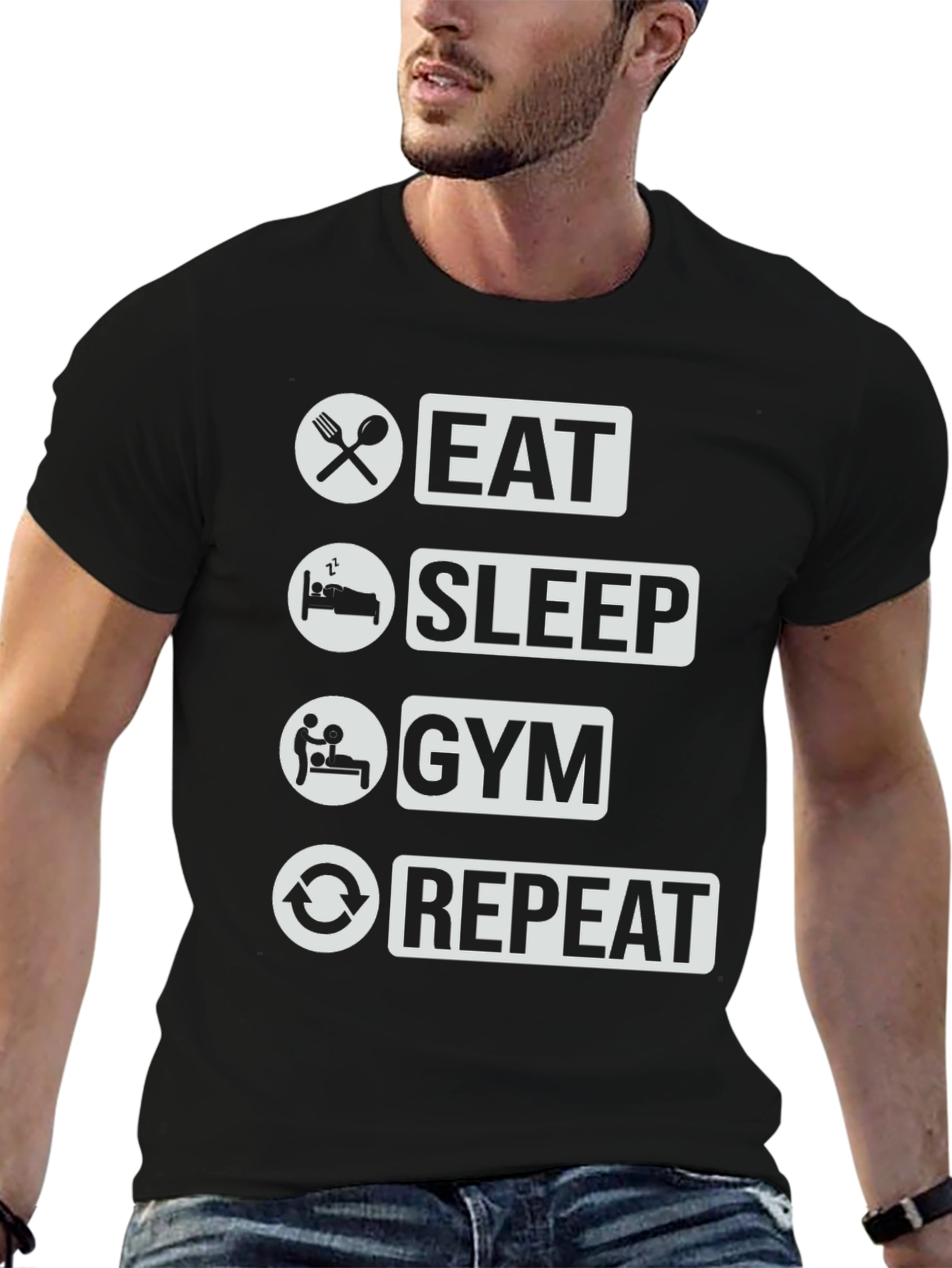 Eat Sleep Gym Repeat T-Shirt - Fitness Lifestyle