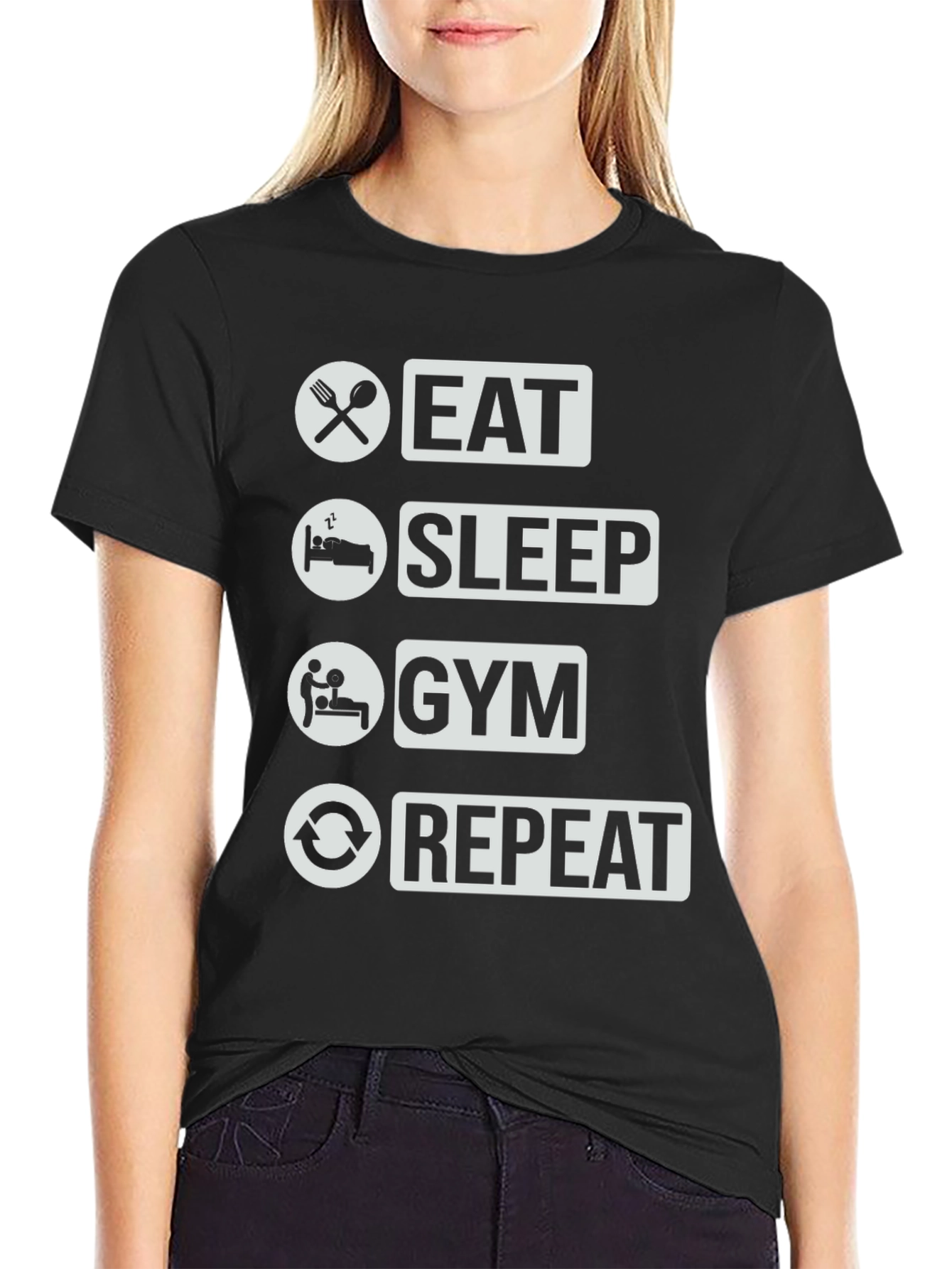 Eat Sleep Gym Repeat T-Shirt - Fitness Lifestyle