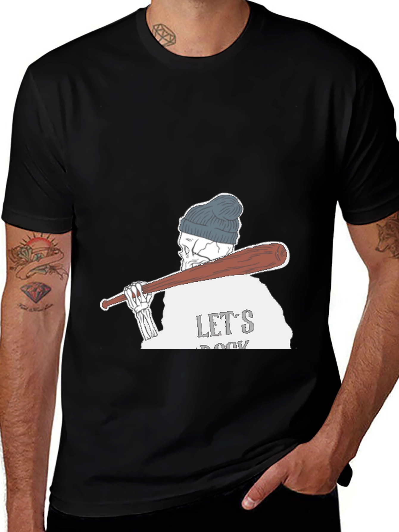 Skeleton Baseball Tee - Lets Rock