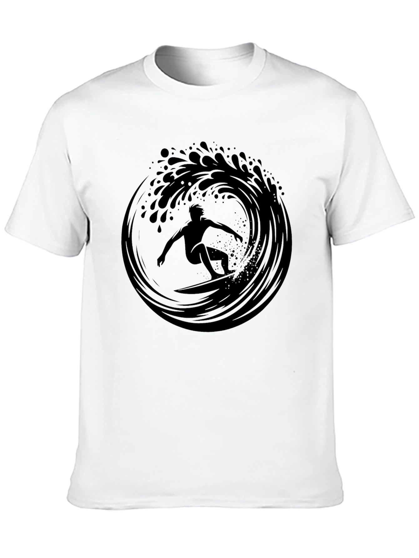 Surfer Wave Graphic T-Shirt - Black
