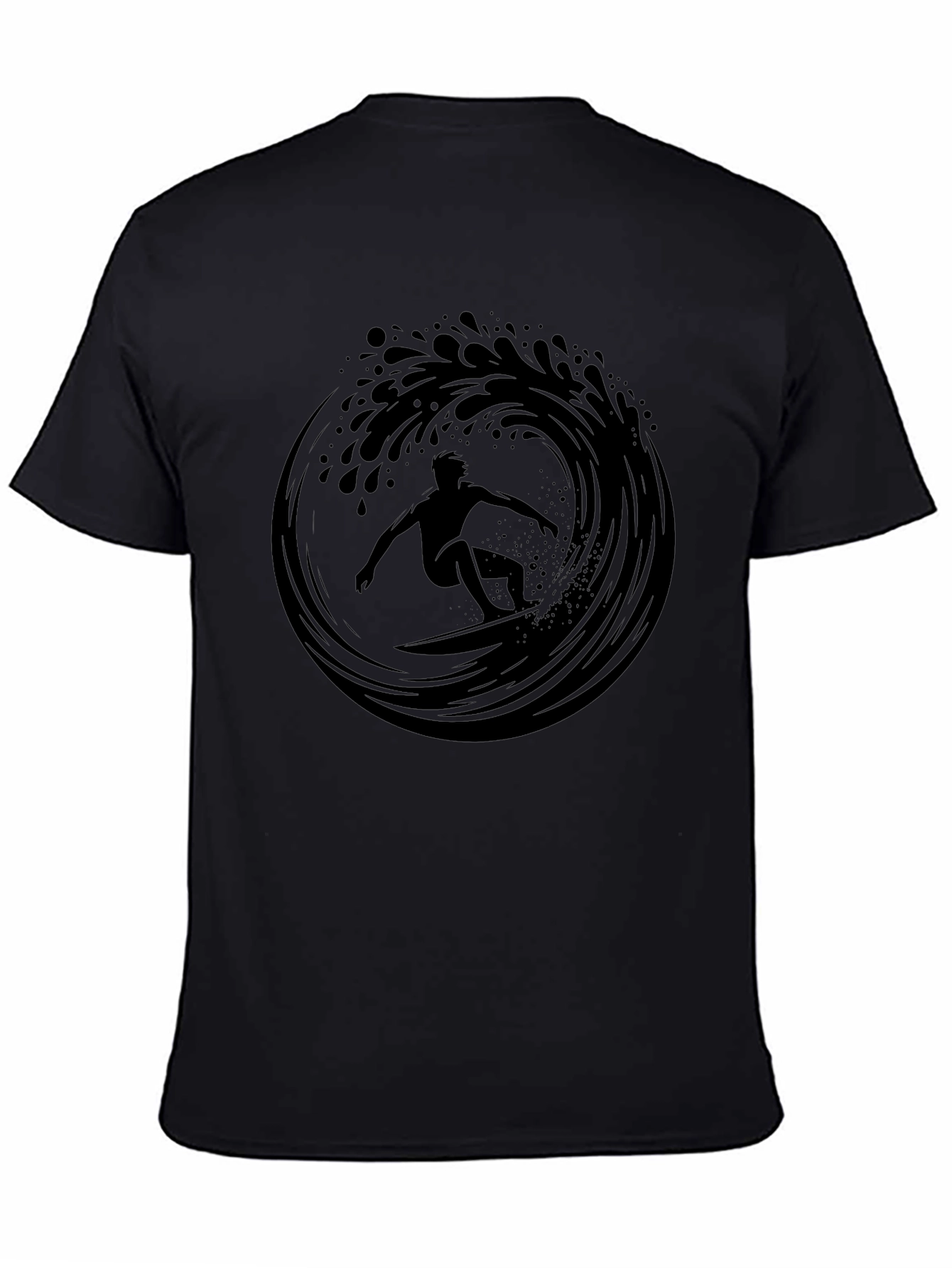 Surfer Wave Graphic T-Shirt - Black