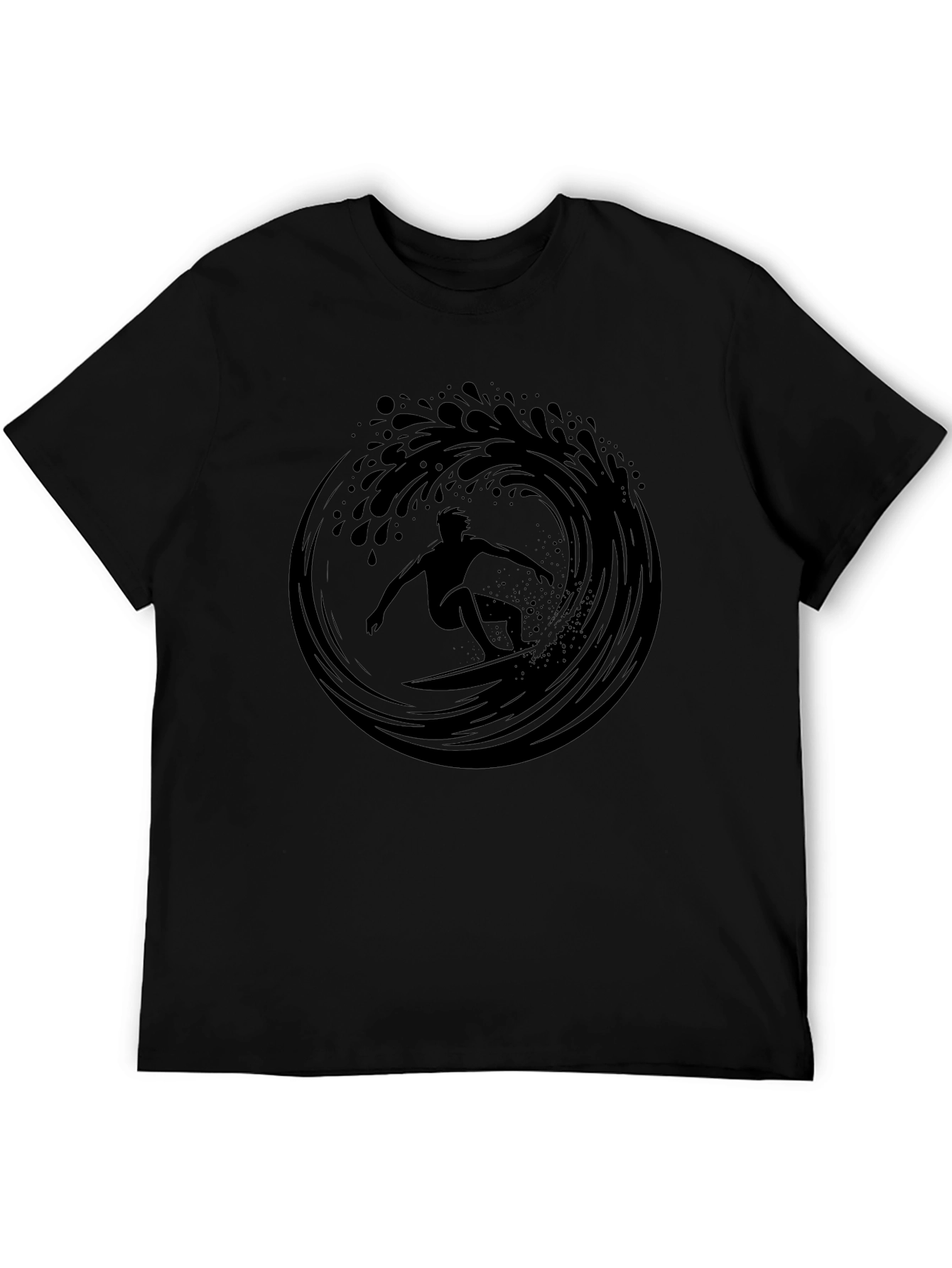 Surfer Wave Graphic T-Shirt - Black