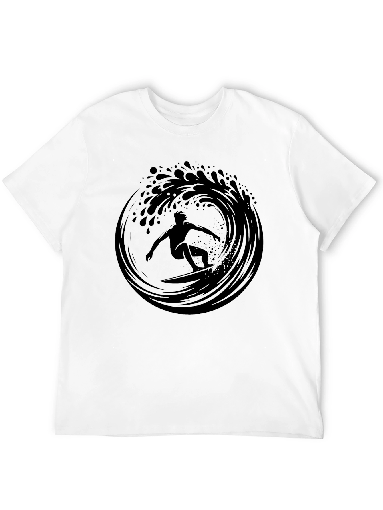 Surfer Wave Graphic T-Shirt - Black