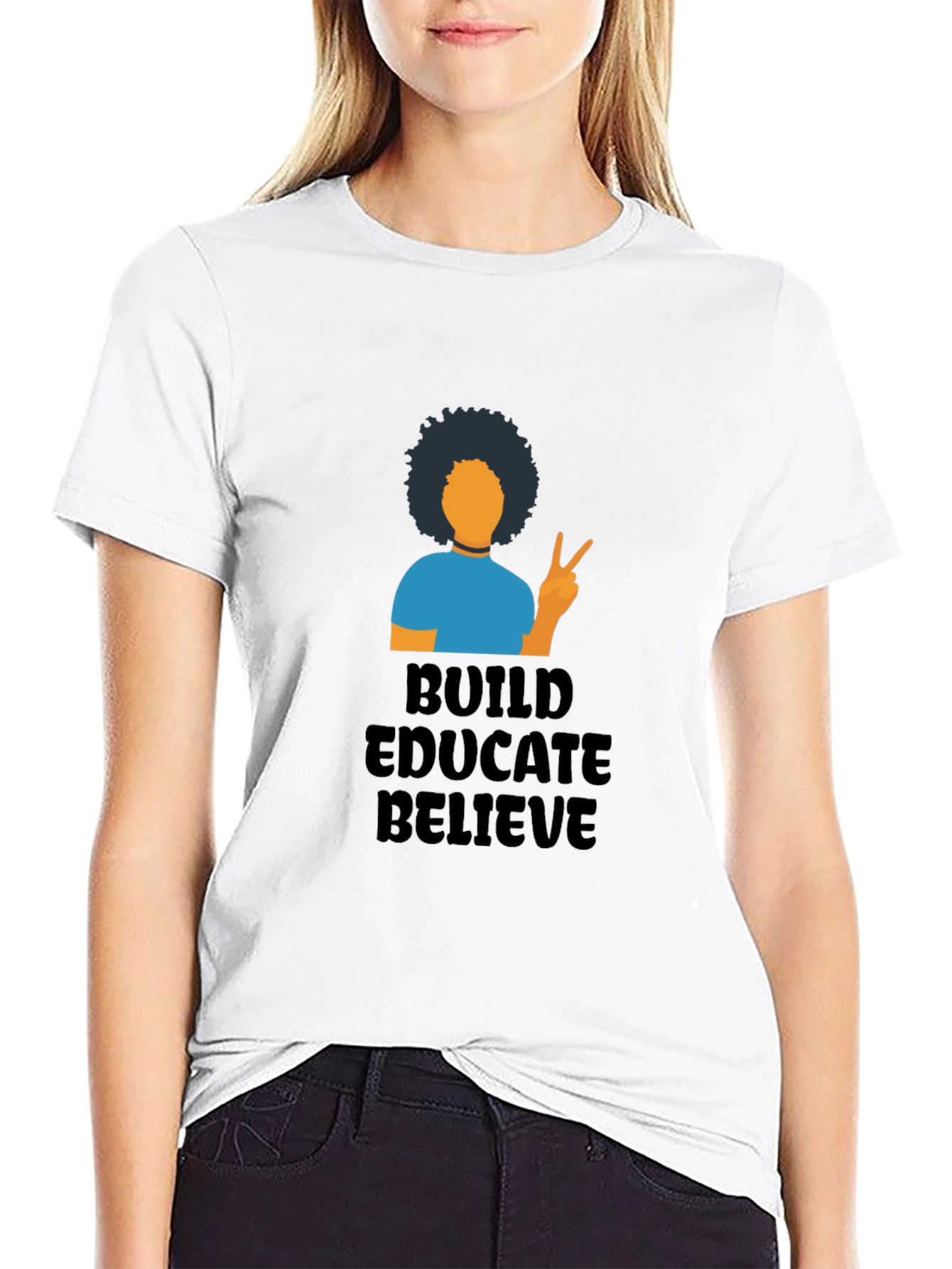 Build Educate Believe Black Graphic T-Shirt