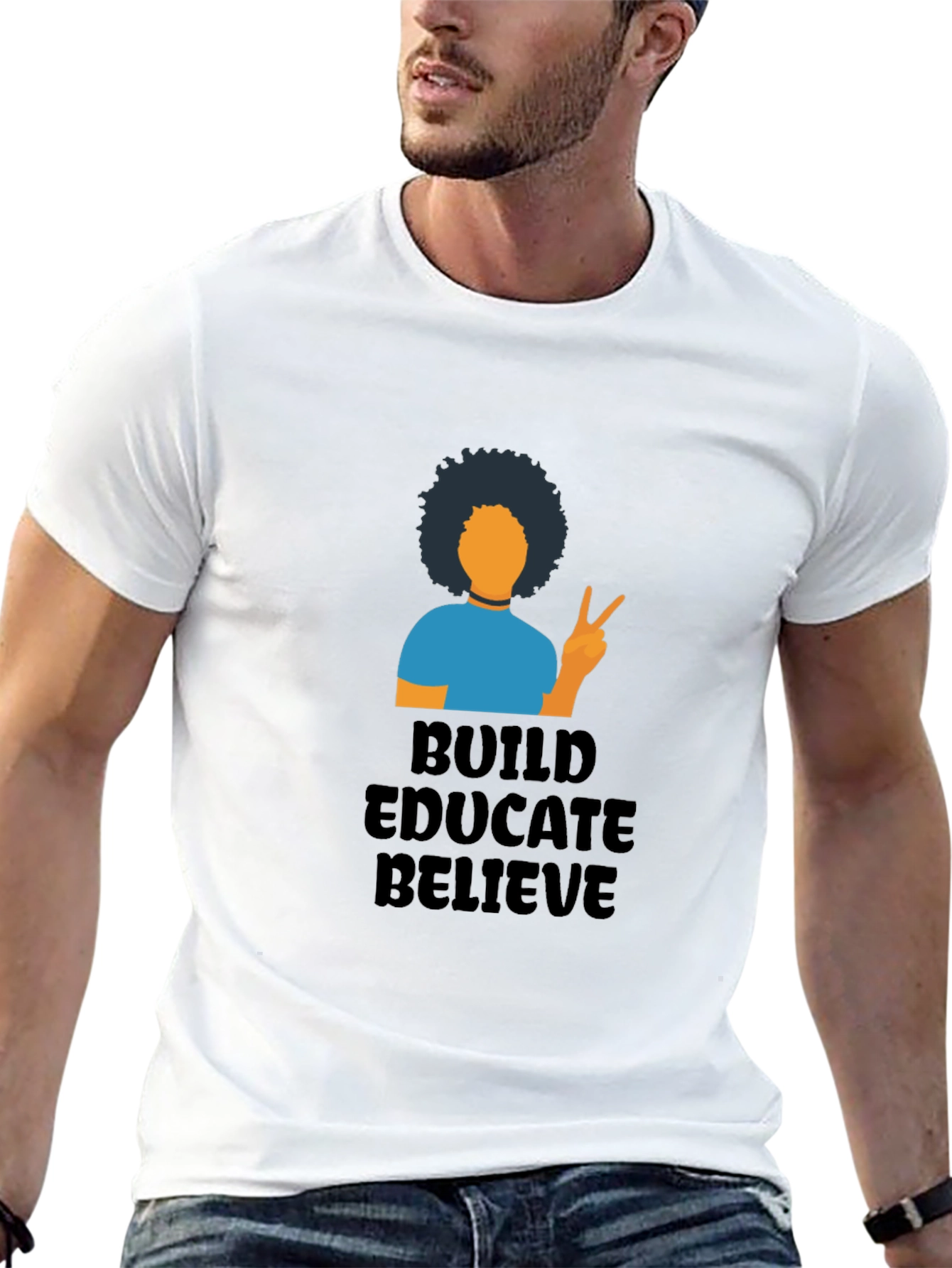 Build Educate Believe Black Graphic T-Shirt