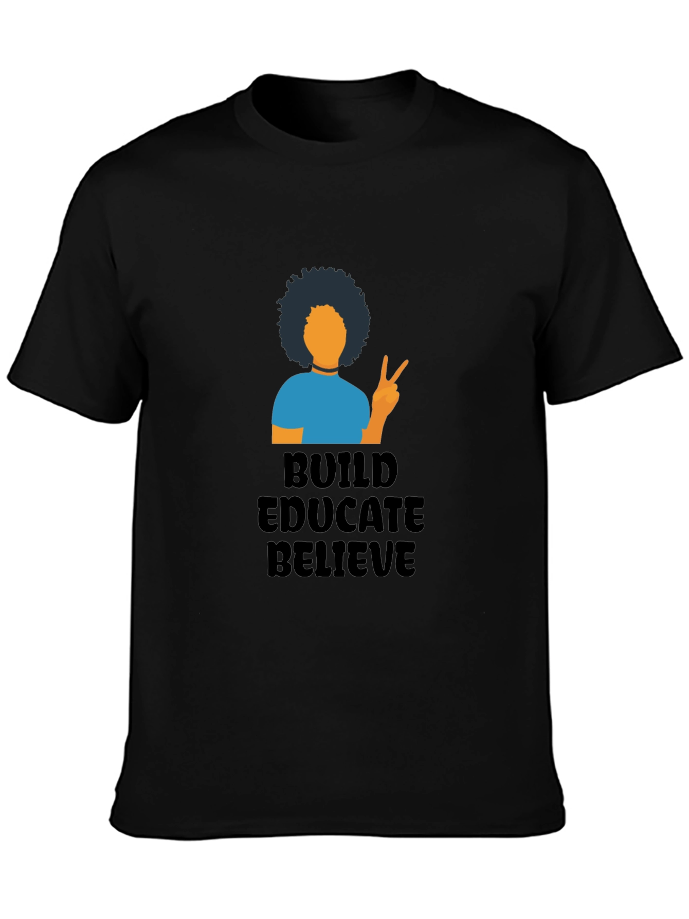 Build Educate Believe Black Graphic T-Shirt