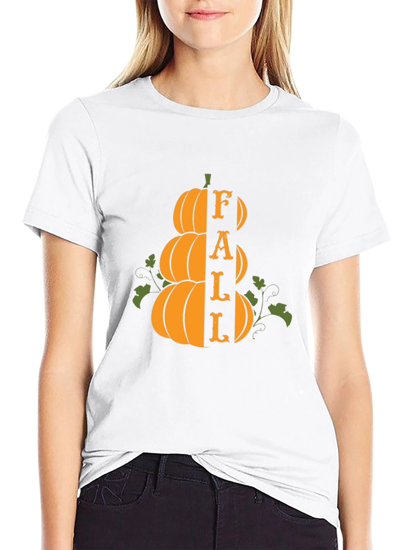 Fall Pumpkin Stack Graphic Tee - Spooky Season Apparel
