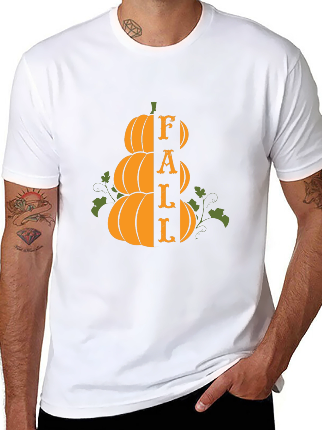 Fall Pumpkin Stack Graphic Tee - Spooky Season Apparel