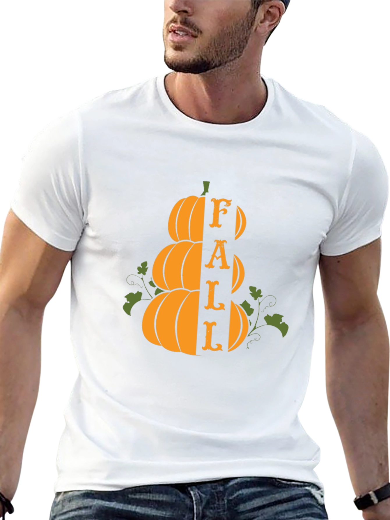 Fall Pumpkin Stack Graphic Tee - Spooky Season Apparel