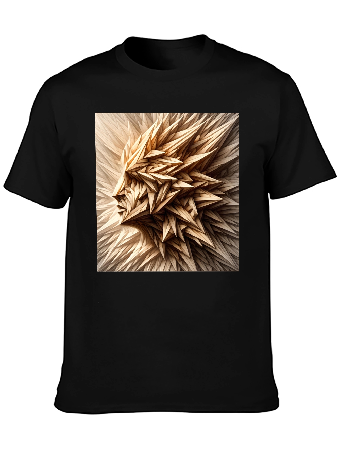 Abstract Geometric Face Graphic Black T-Shirt