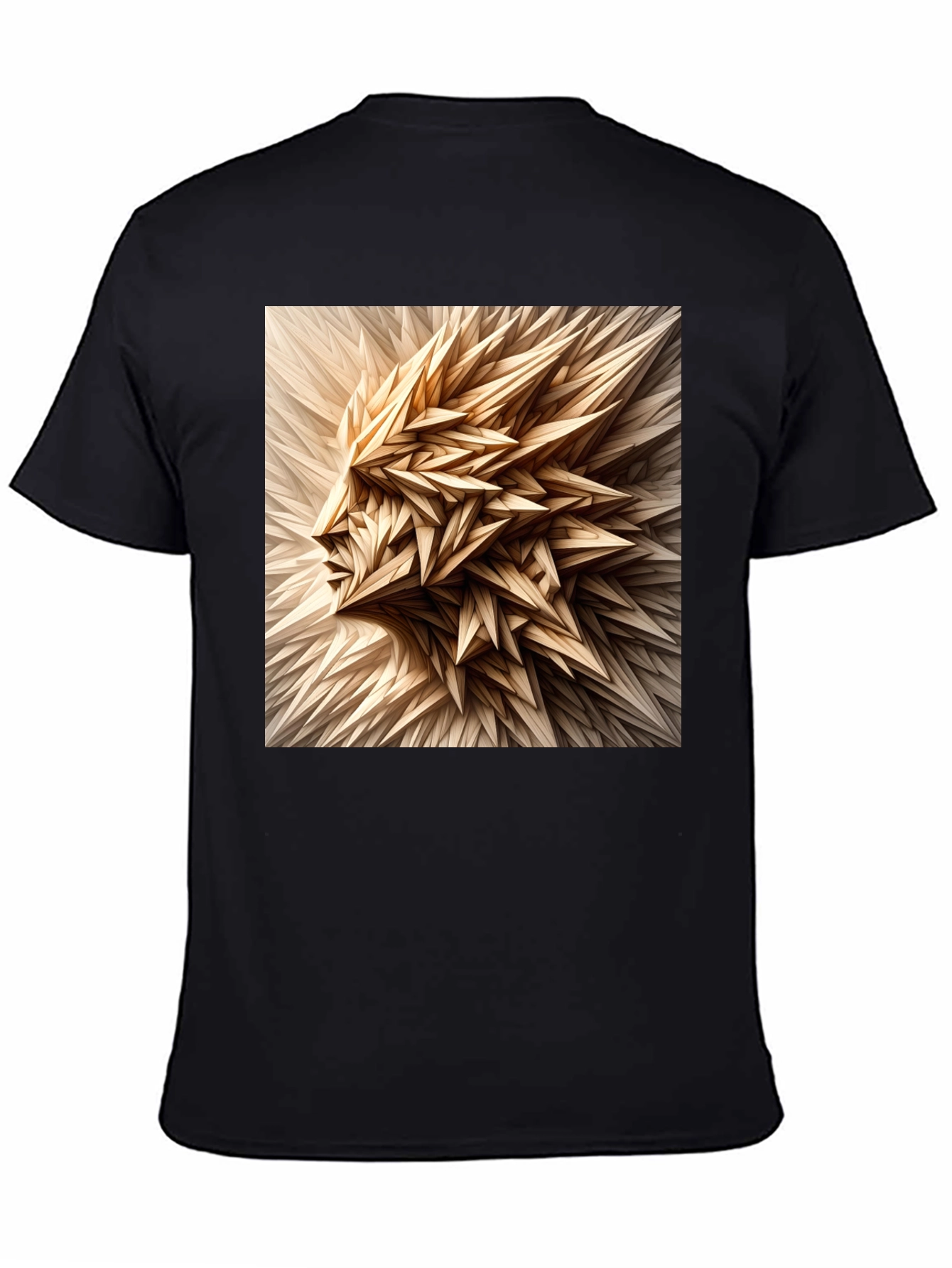 Abstract Geometric Face Graphic Black T-Shirt