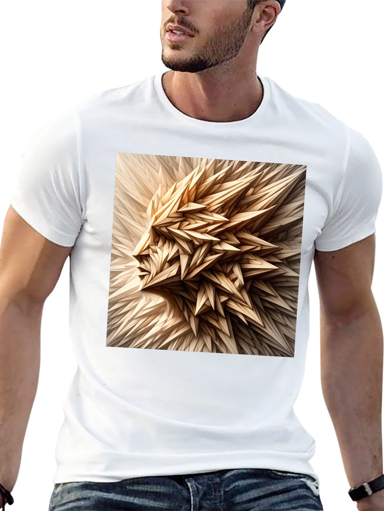 Abstract Geometric Face Graphic Black T-Shirt