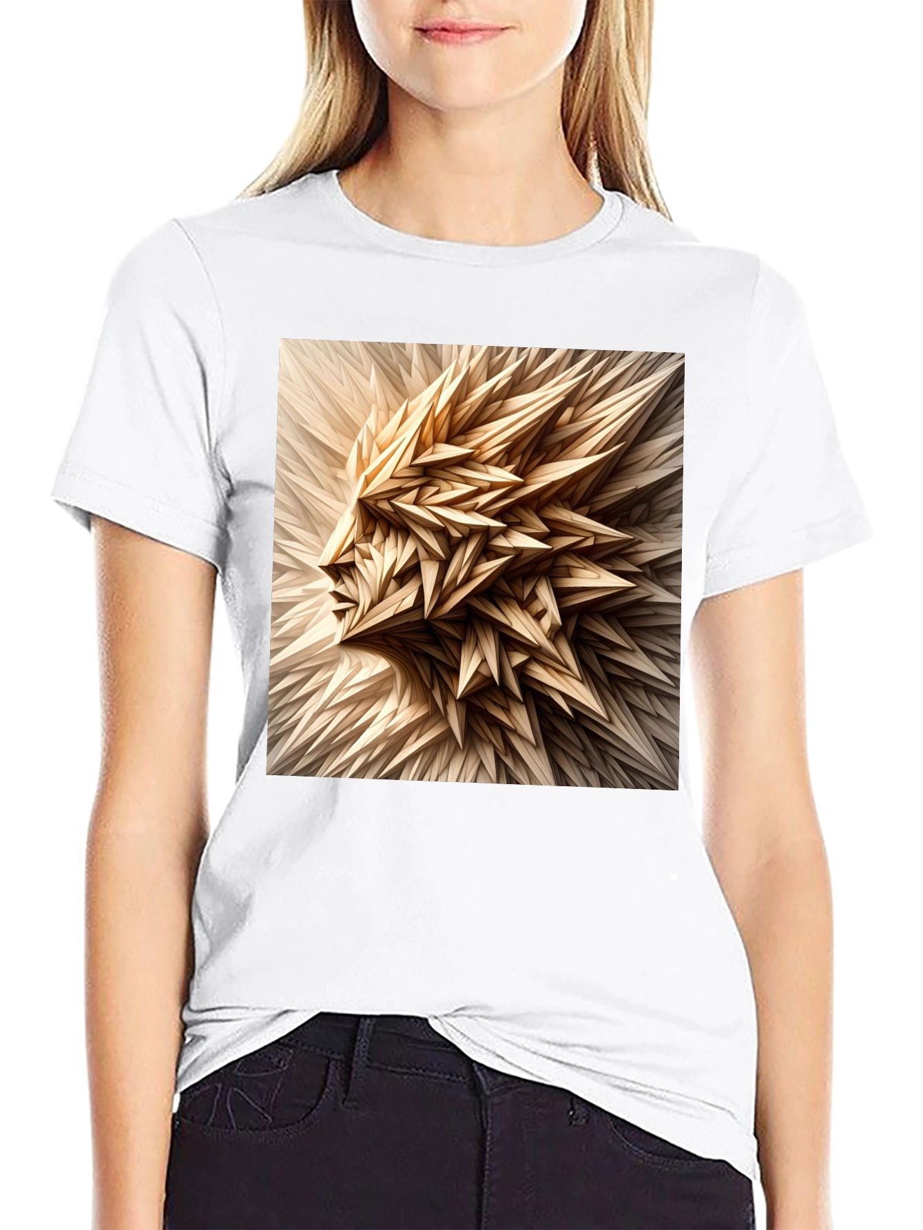 Abstract Geometric Face Graphic Black T-Shirt