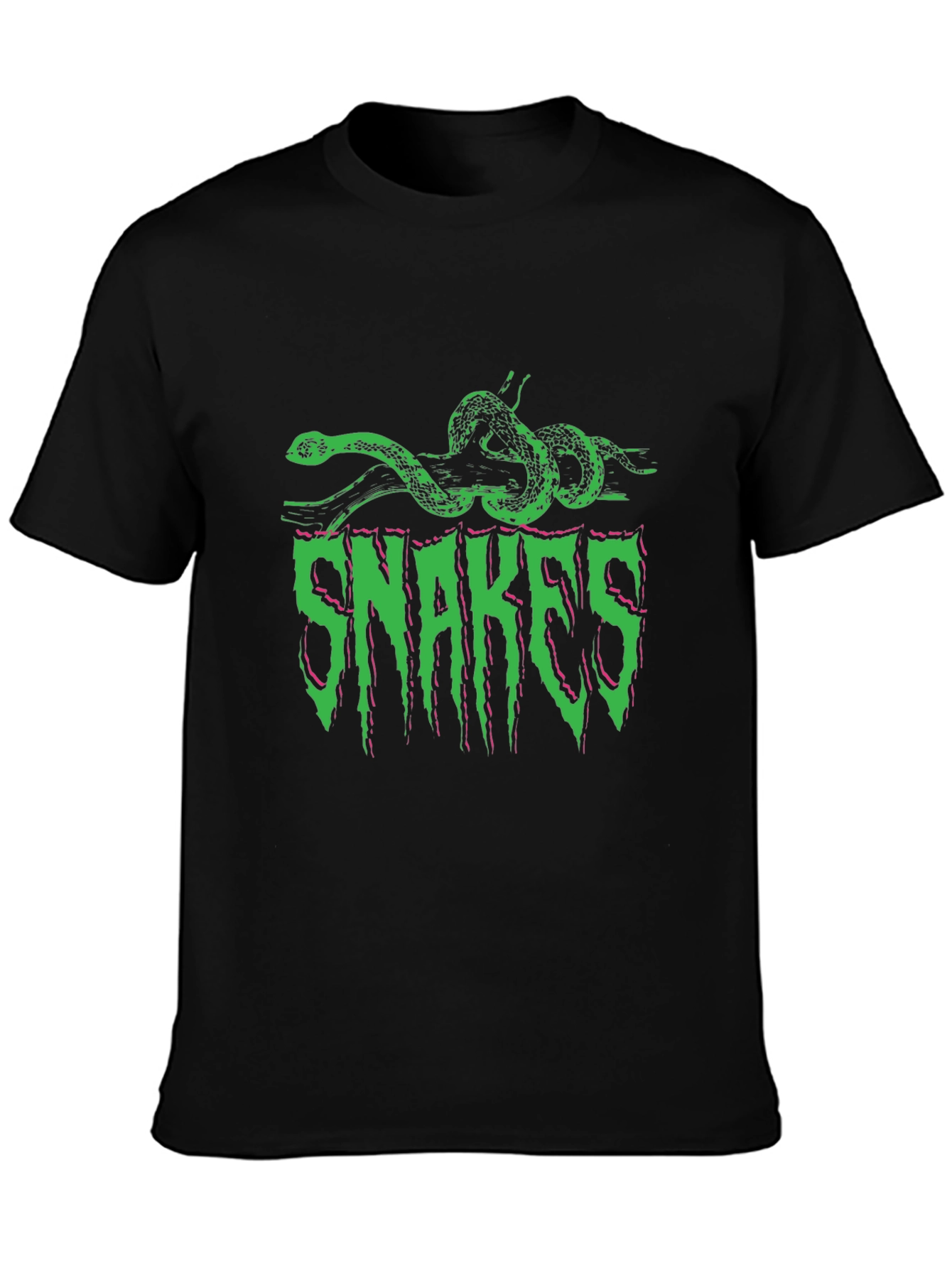 Snakes Graphic Print Black T-Shirt