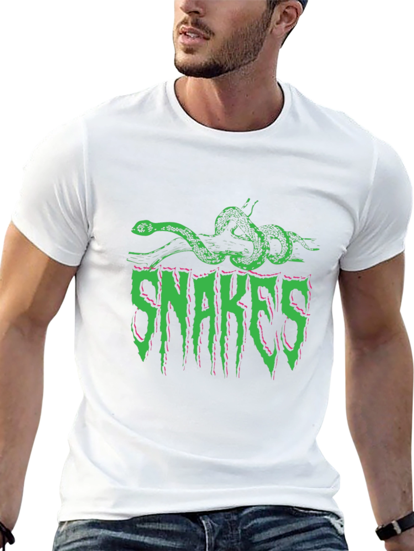 Snakes Graphic Print Black T-Shirt