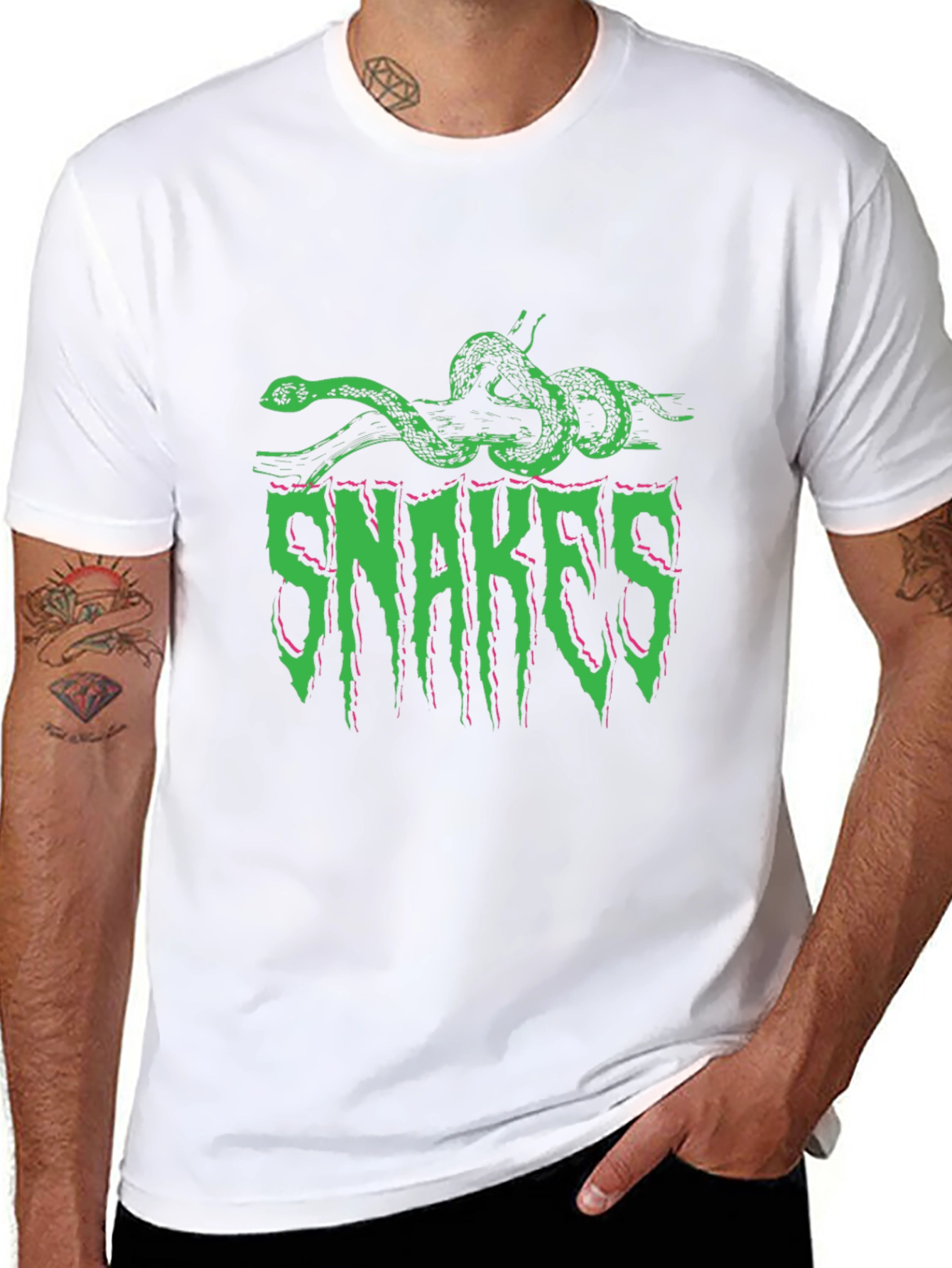 Snakes Graphic Print Black T-Shirt