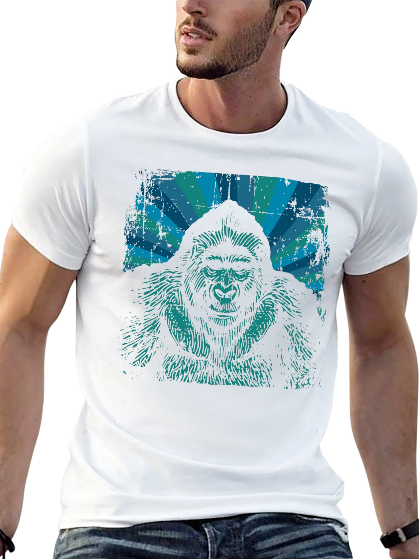 Gorilla Graphic T-Shirt - Distressed Retro Design