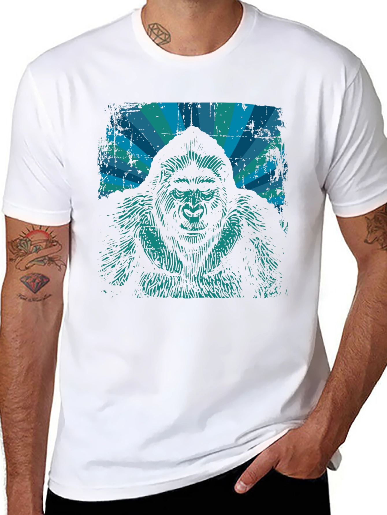 Gorilla Graphic T-Shirt - Distressed Retro Design