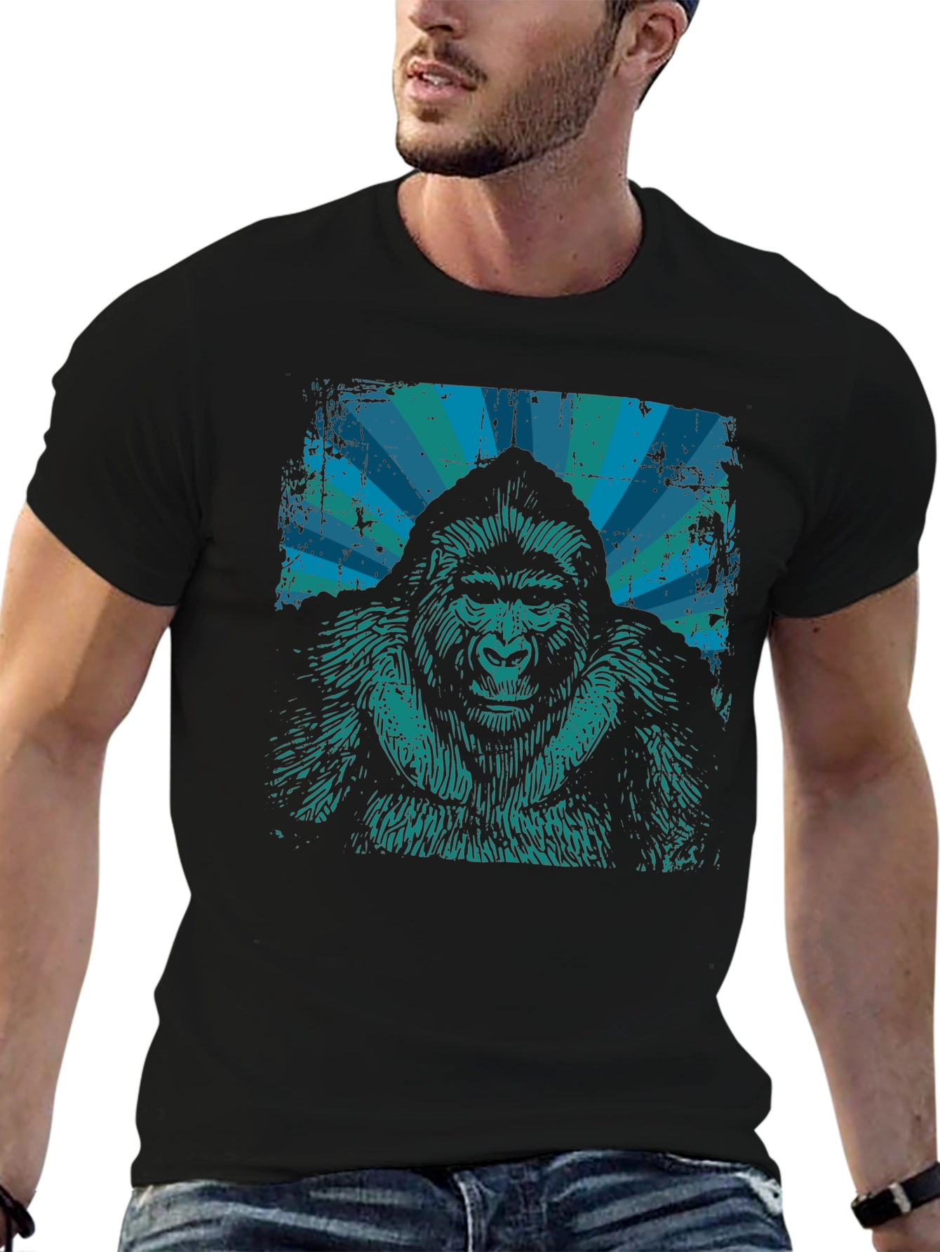 Gorilla Graphic T-Shirt - Distressed Retro Design