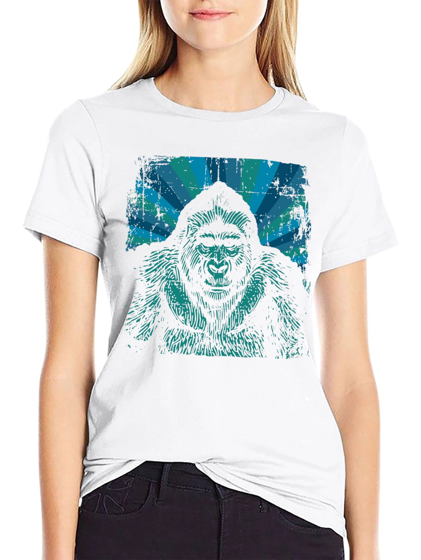 Gorilla Graphic T-Shirt - Distressed Retro Design
