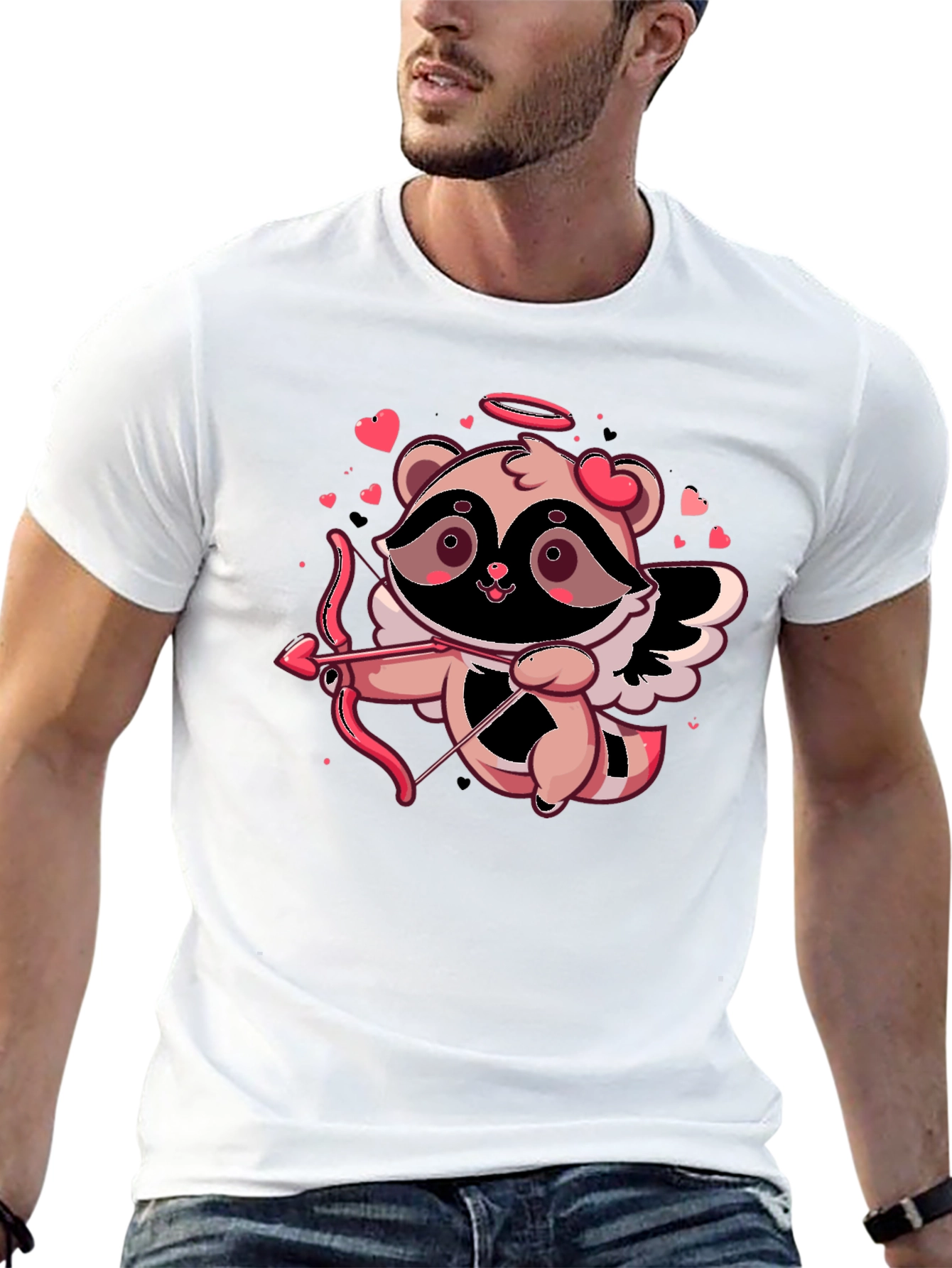 Cupid Raccoon Black T-Shirt