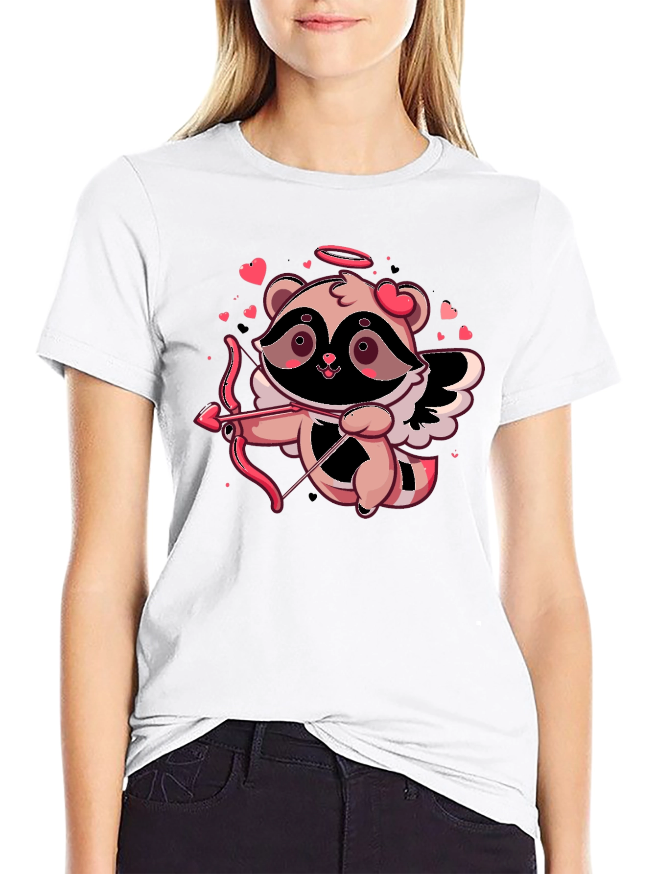 Cupid Raccoon Black T-Shirt