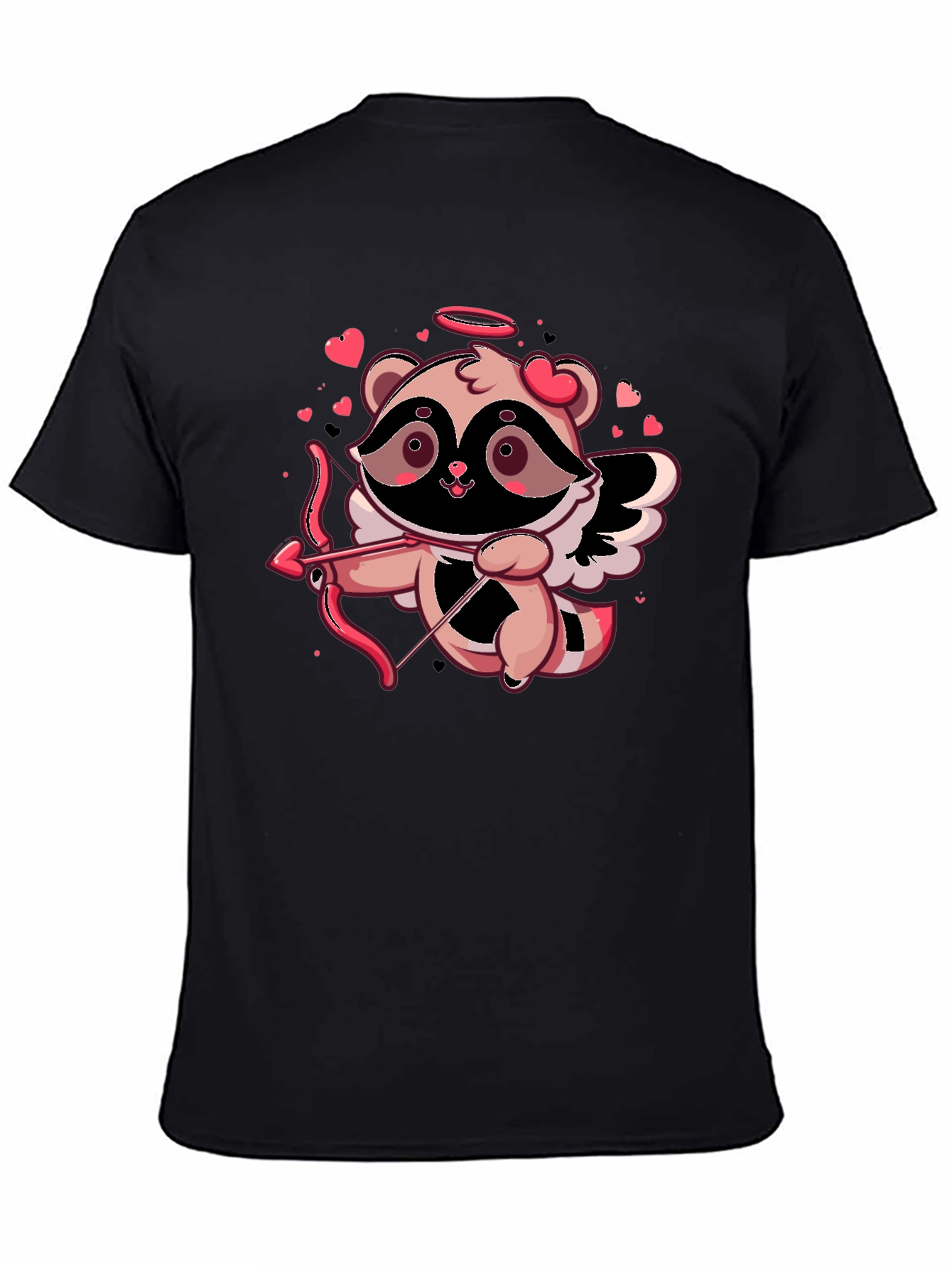Cupid Raccoon Black T-Shirt