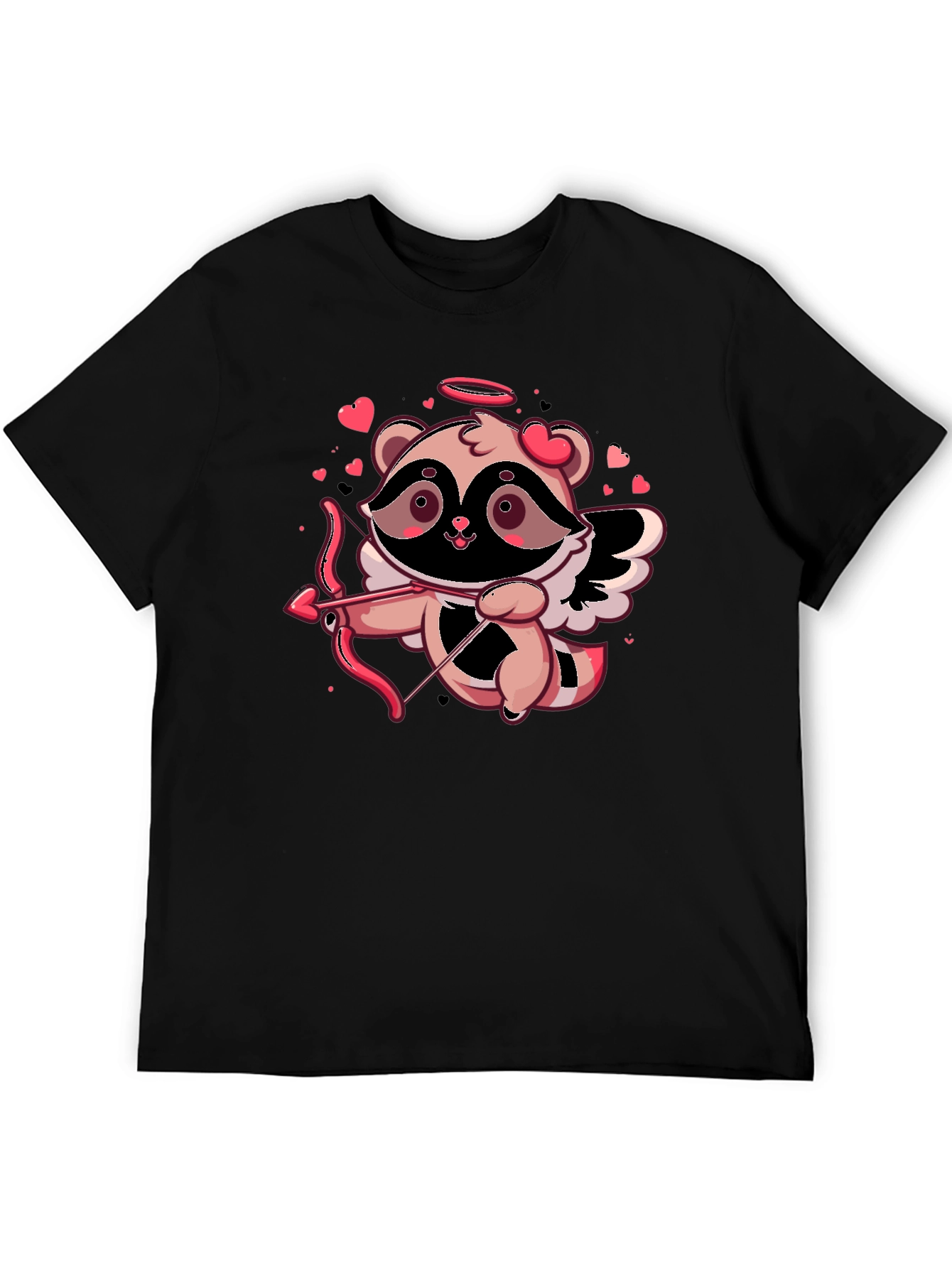 Cupid Raccoon Black T-Shirt
