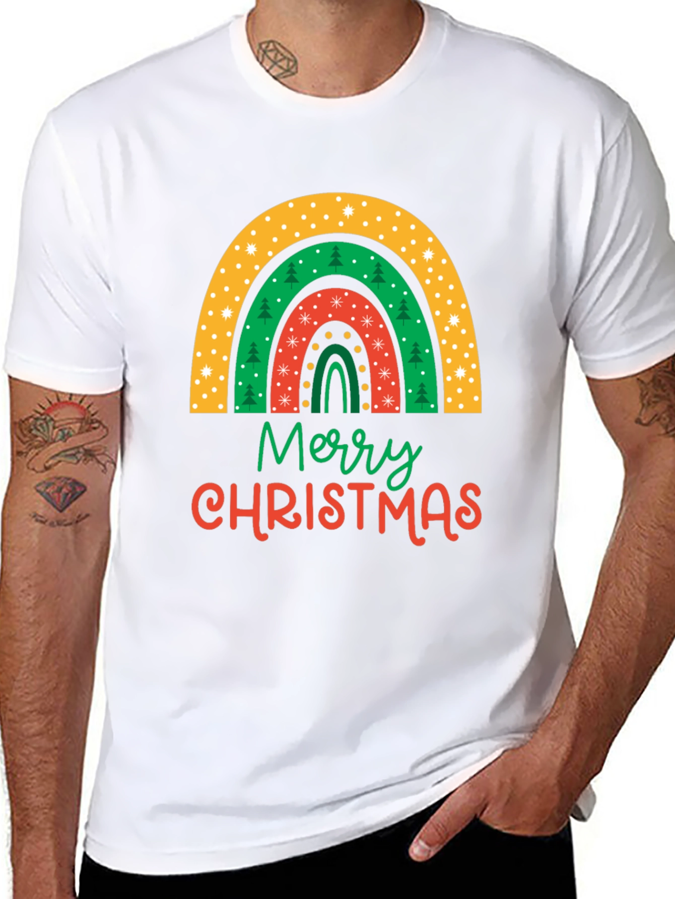 Merry Christmas Rainbow Graphic Tee