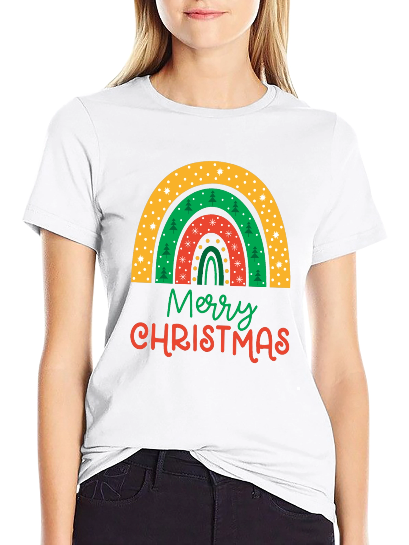 Merry Christmas Rainbow Graphic Tee