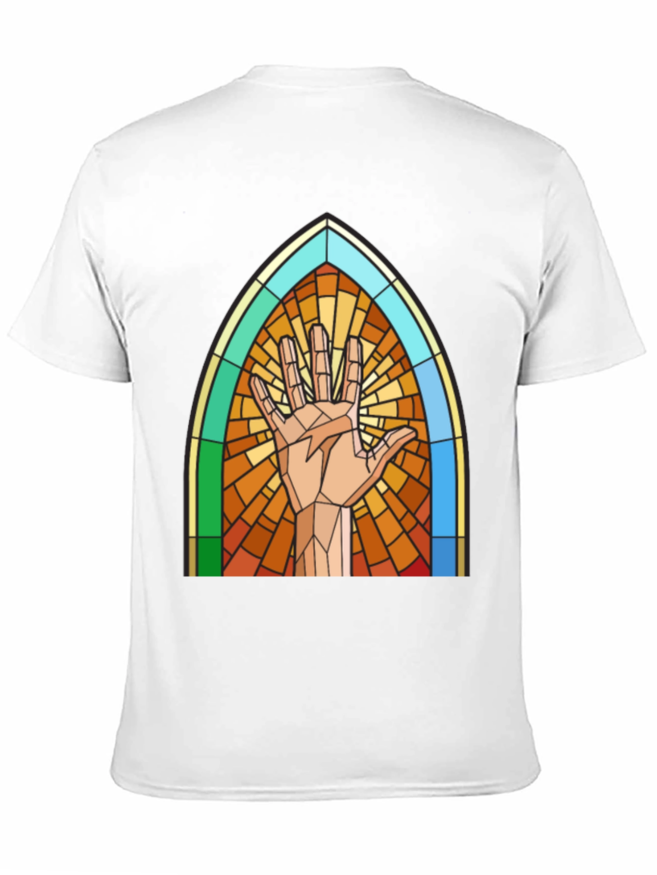 Stained Glass Hand Graphic Tee - Unique Design